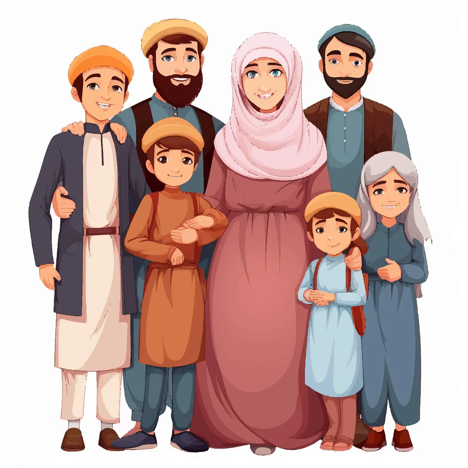 Muslim Family Cartoon Characters Vector Illustration — free download from Dotvec