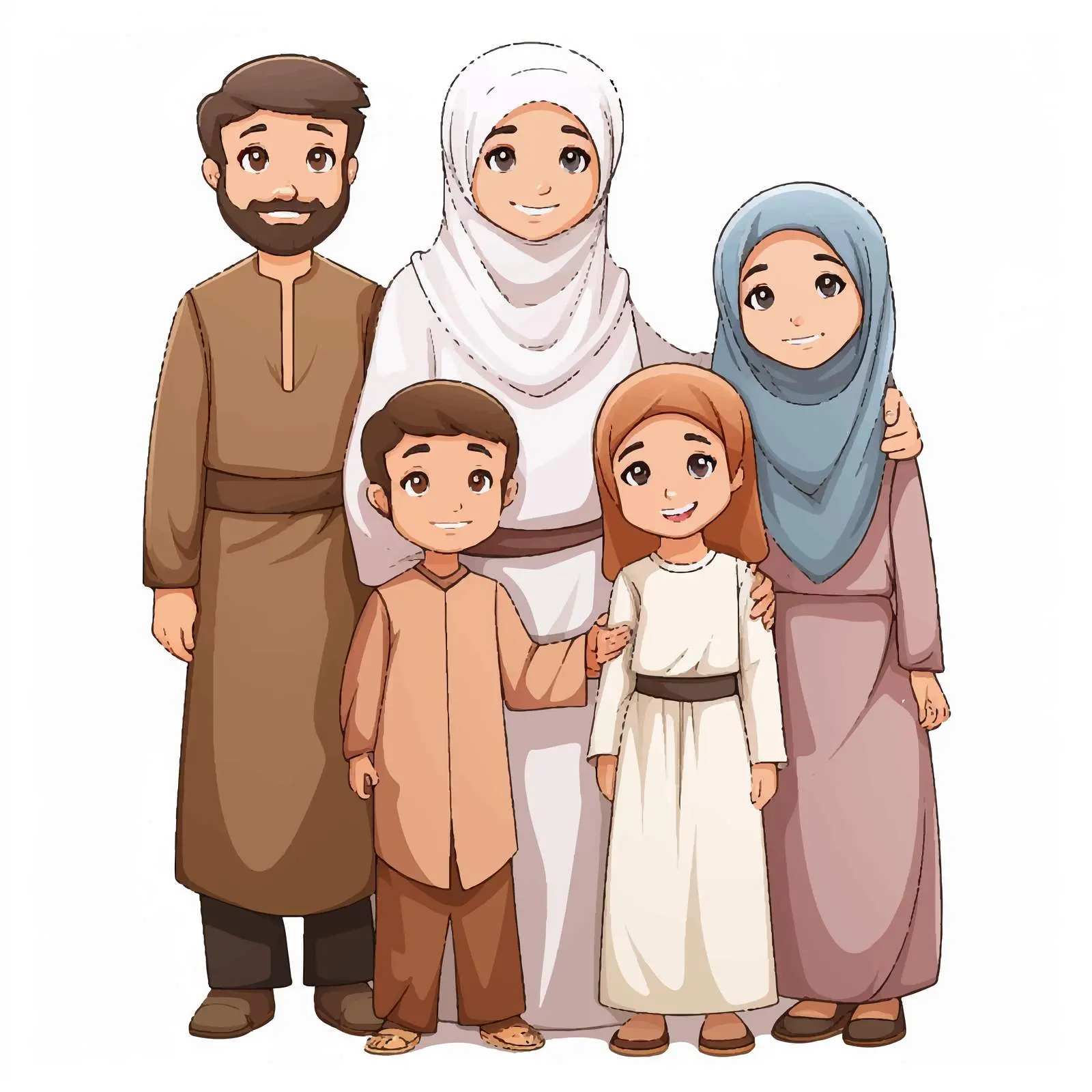 Muslim Family Cartoon Character Illustration — free download from Dotvec