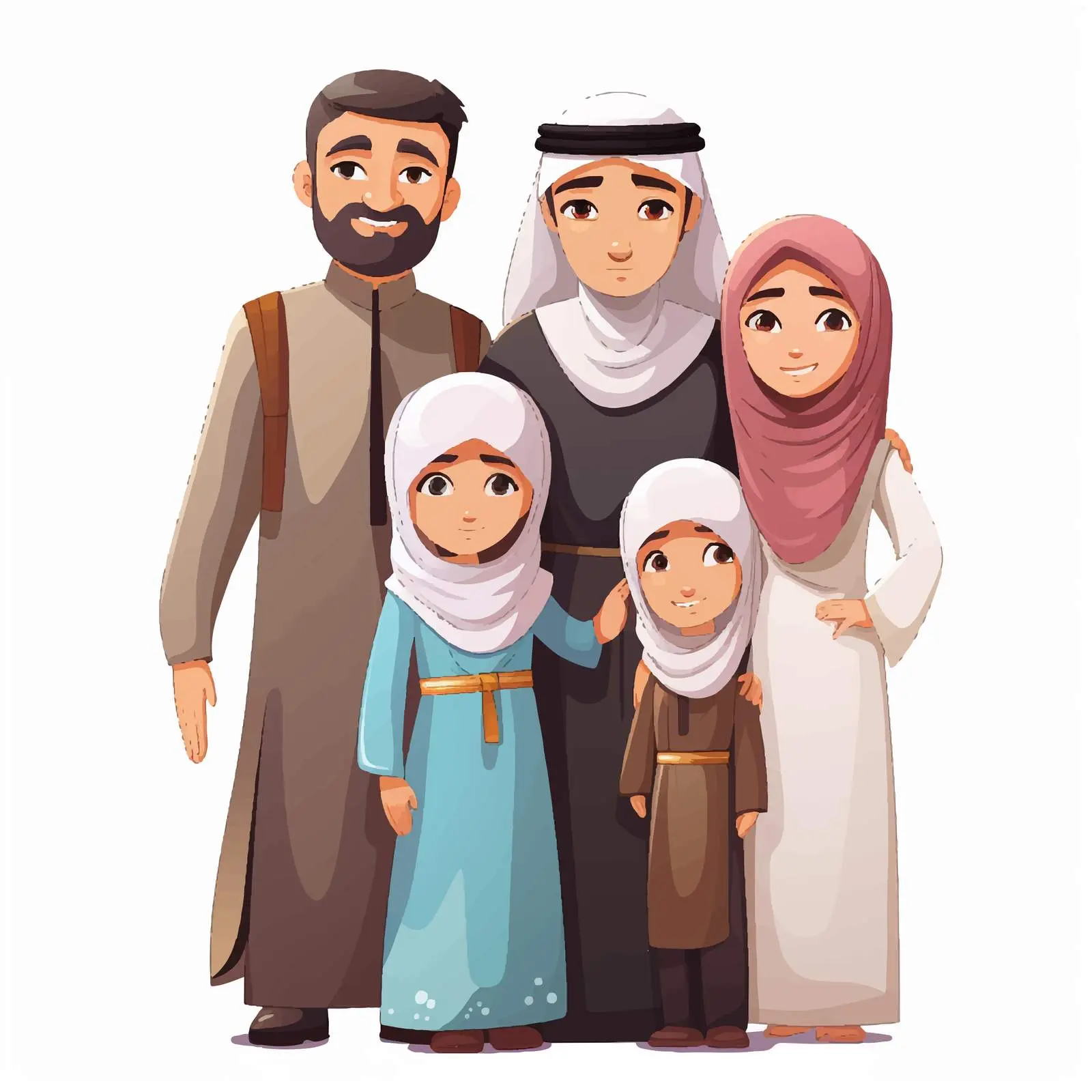Muslim Family Cartoon Characters Vector Illustration — free download from Dotvec