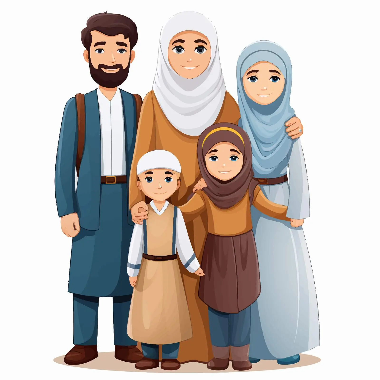 Muslim Family Cartoon Characters Illustration — free download from Dotvec