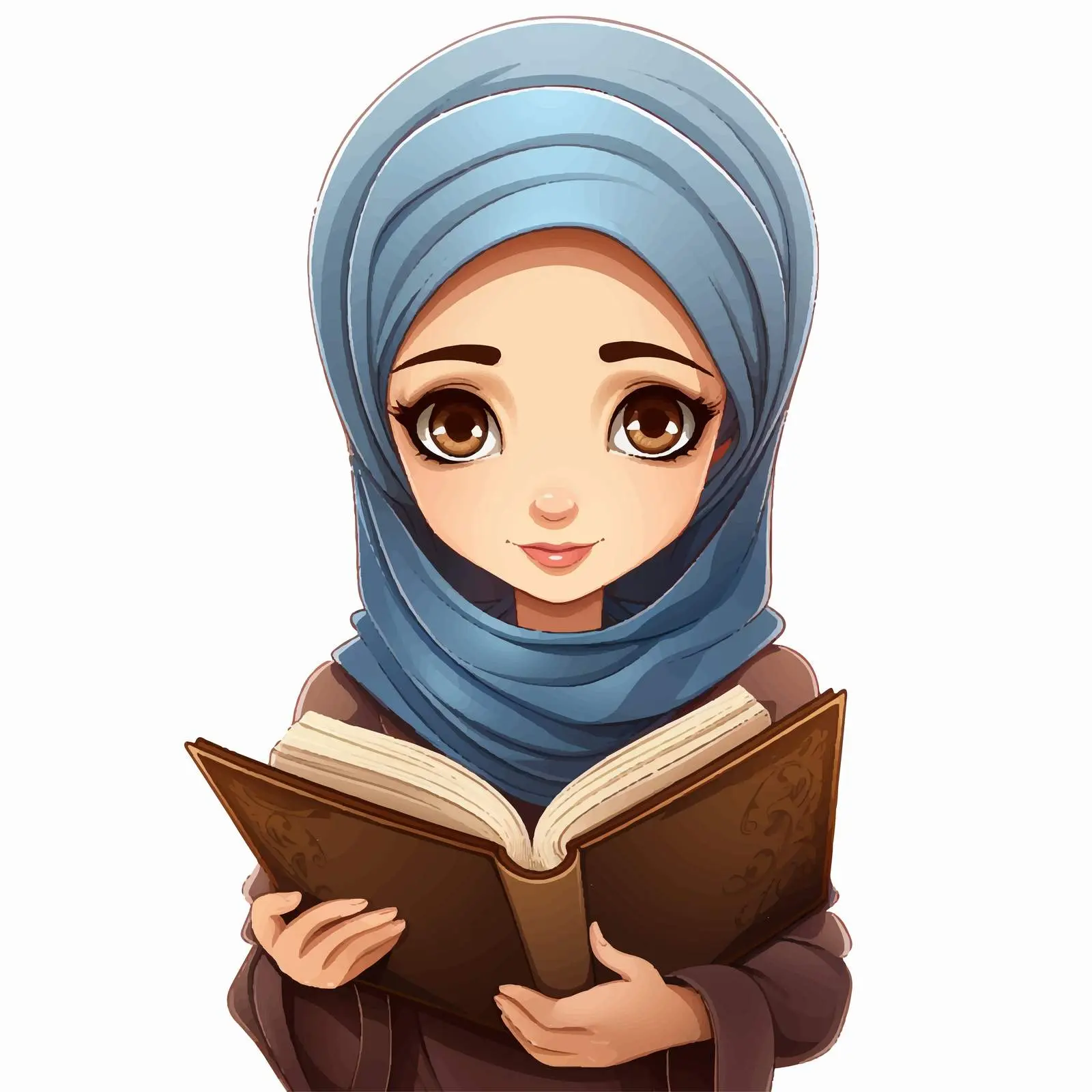 Muslim Girl Holding Book Illustration — free download from Dotvec