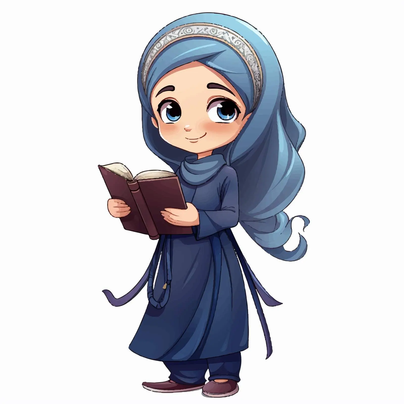 Muslim Girl Holding Book Illustration Vector – free scholar image from Dotvec