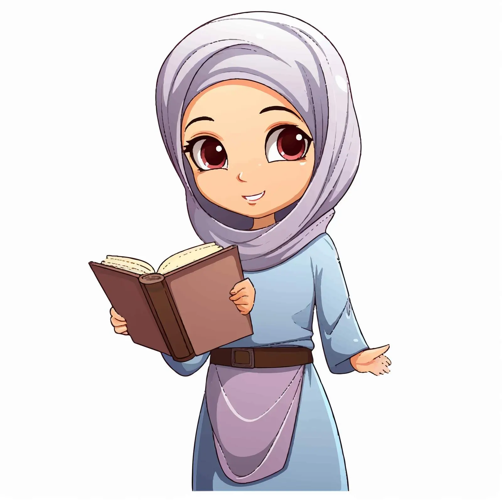 Muslim Girl Holding Book Illustration Vector – free community values image from Dotvec