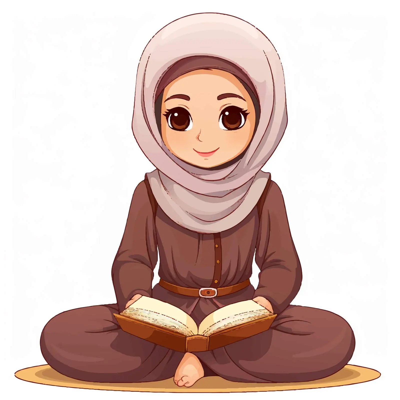 Muslim Girl Reading a Book Illustration — free download from Dotvec