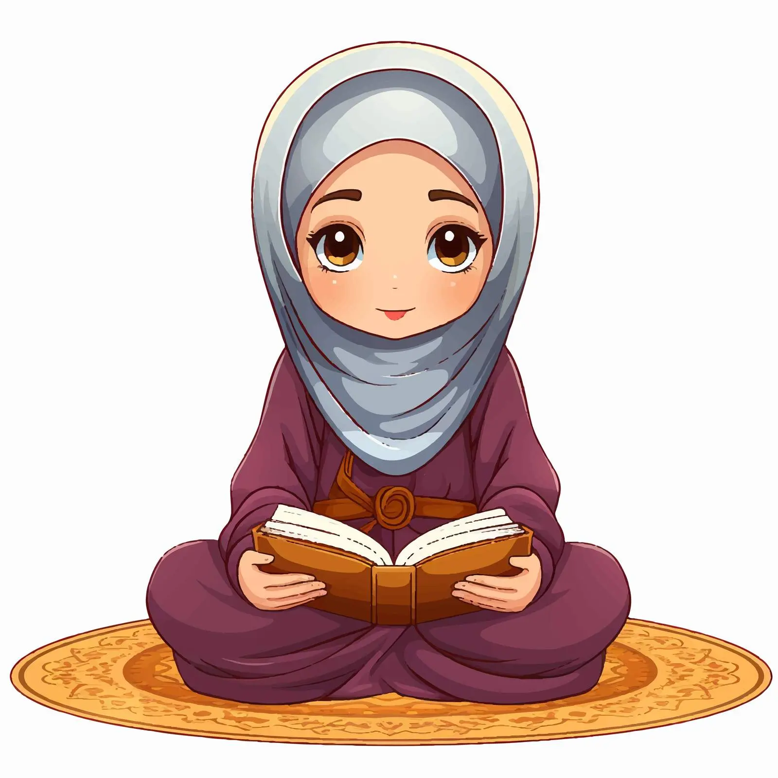 Muslim Girl Reading Book Illustration Vector — free download from Dotvec