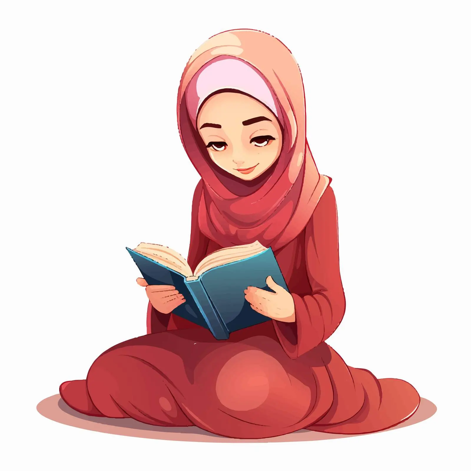 Muslim Girl Reading a Book Illustration — free download from Dotvec