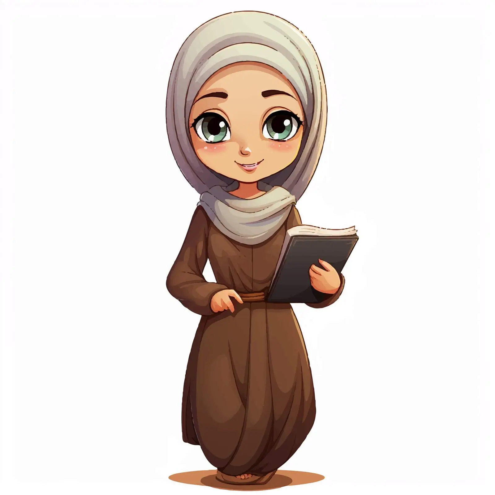 Muslim Girl Student Holding Book Cartoon Vector — free download from Dotvec
