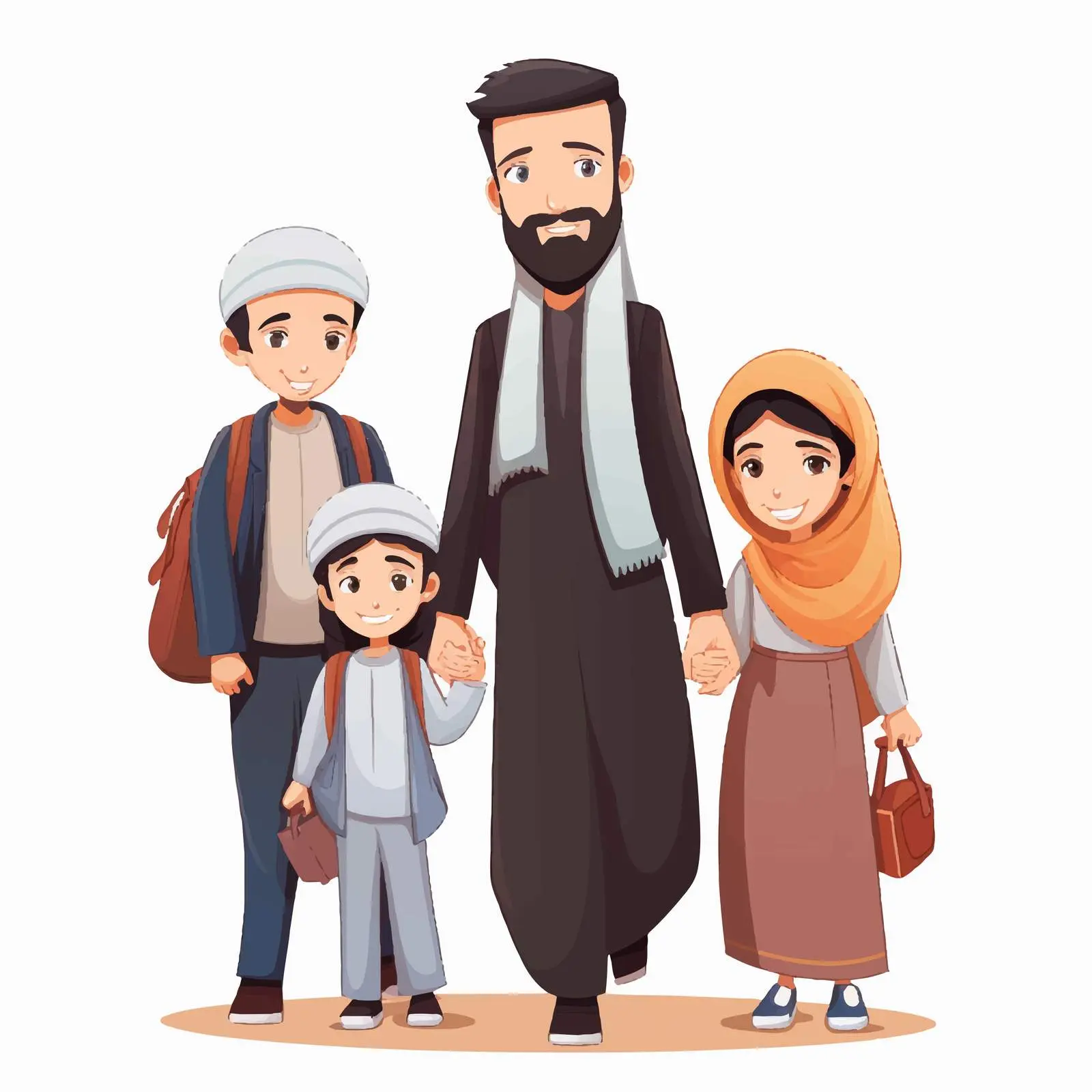Muslim Family Activities Illustration — free download from Dotvec