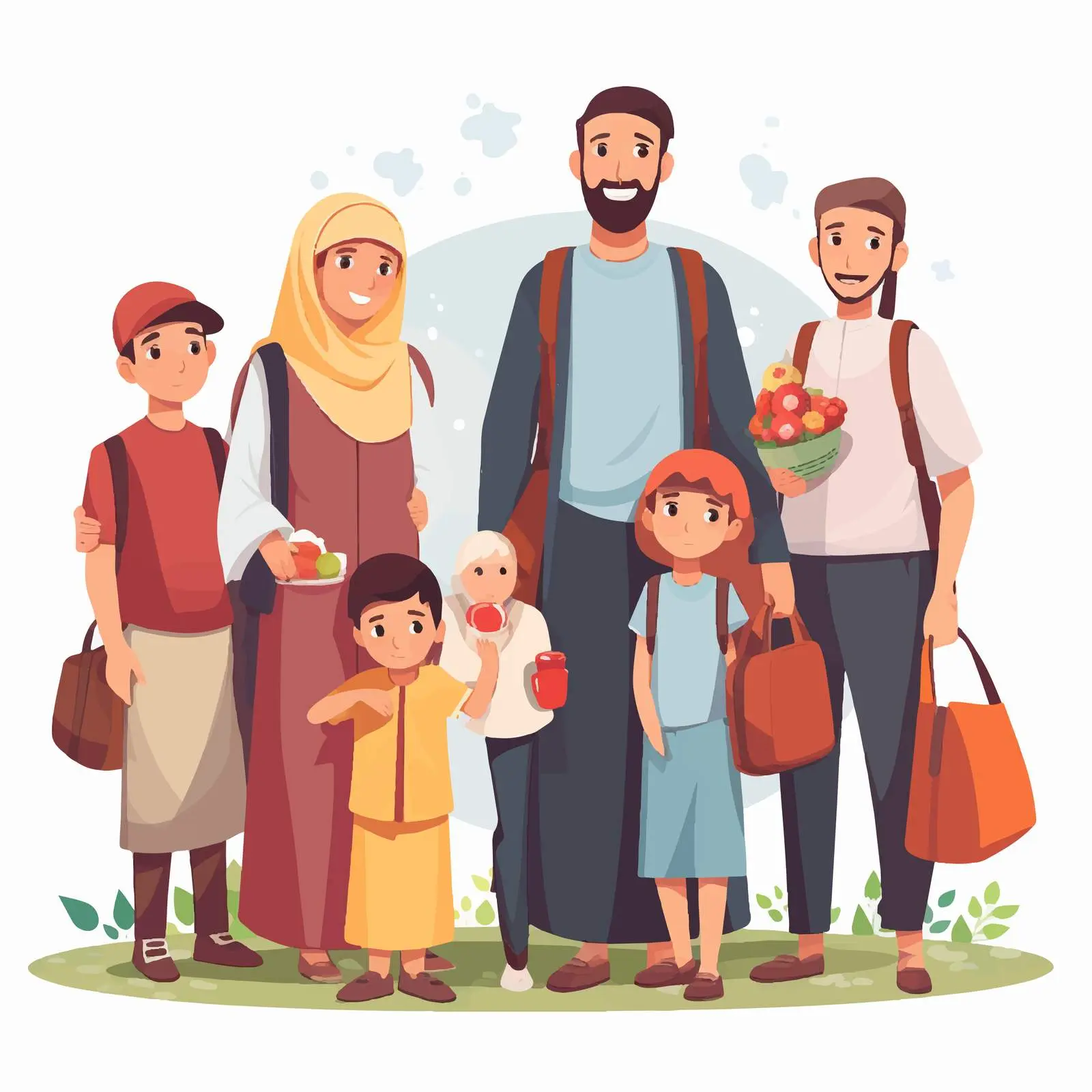 Muslim Family Activities Vector Illustration — free download from Dotvec