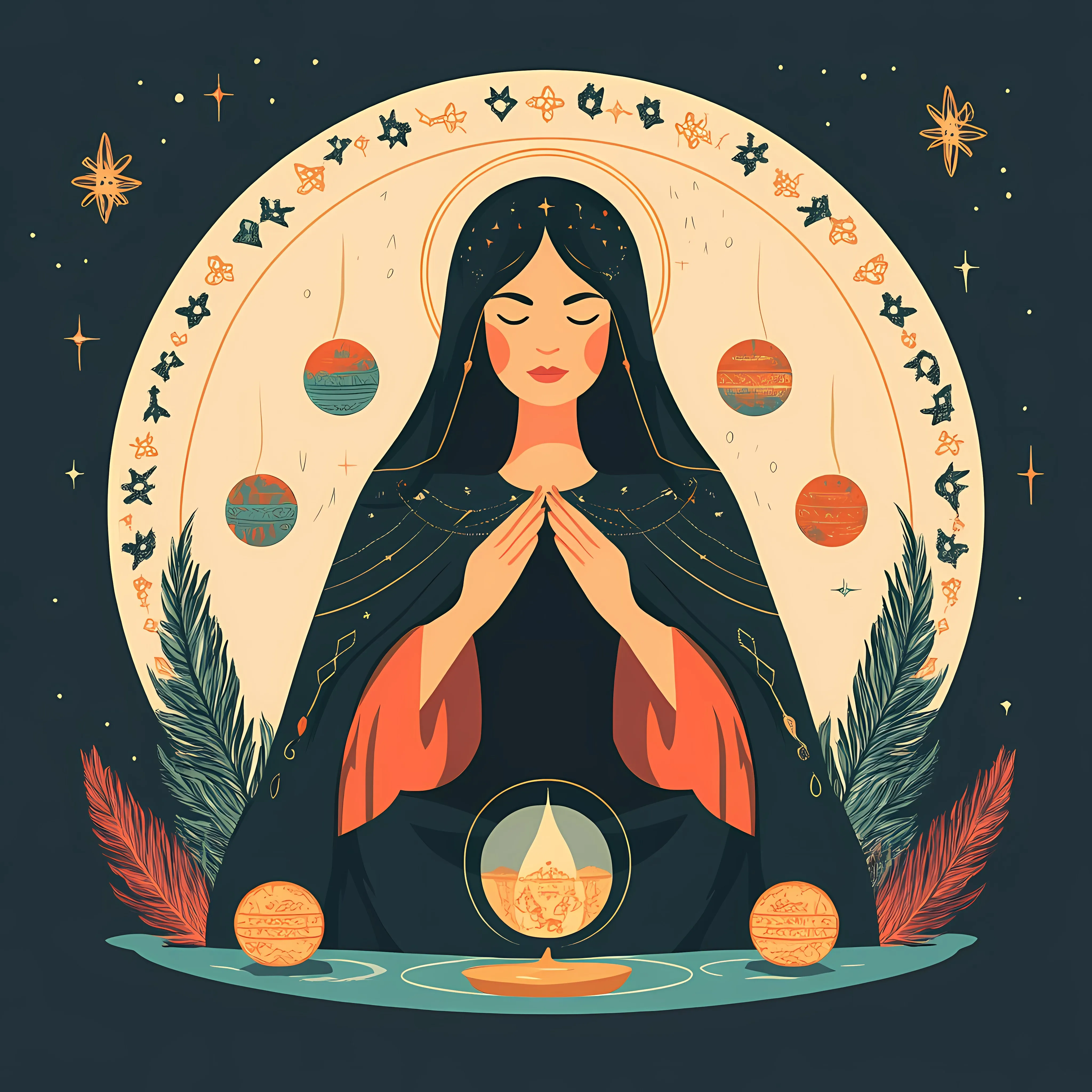 Mystic Women Fortune Tellings Vector Illustration – free crystal ball image from Dotvec
