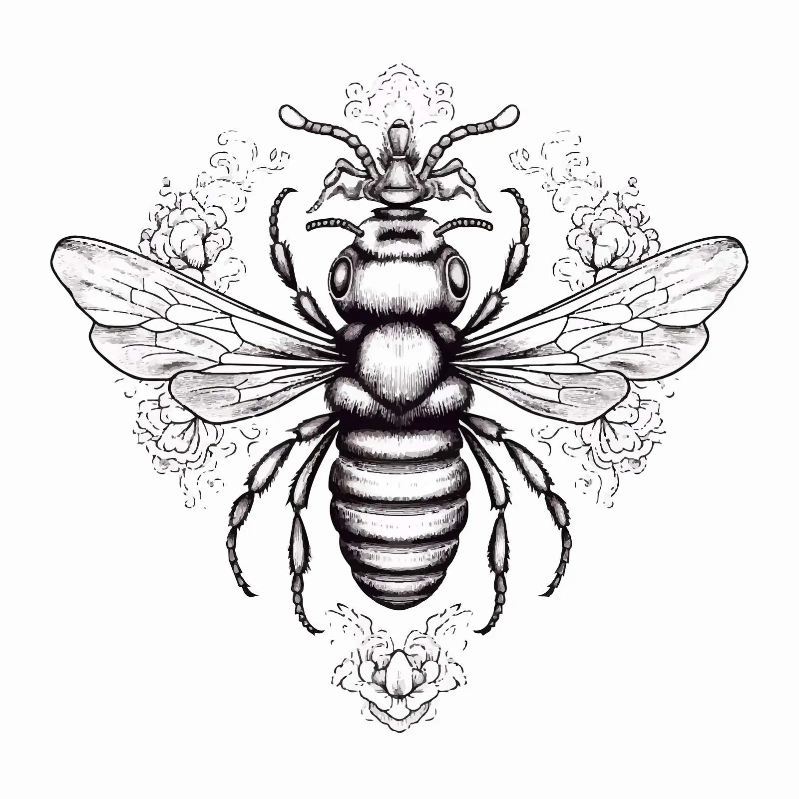 Mystical Bee Skull Dotwork Vector Graphics – free modern vectors image from Dotvec