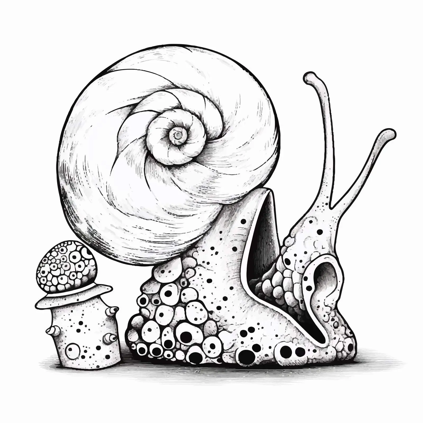 Mystical Snail Skull Contour Vector Design — free download from Dotvec