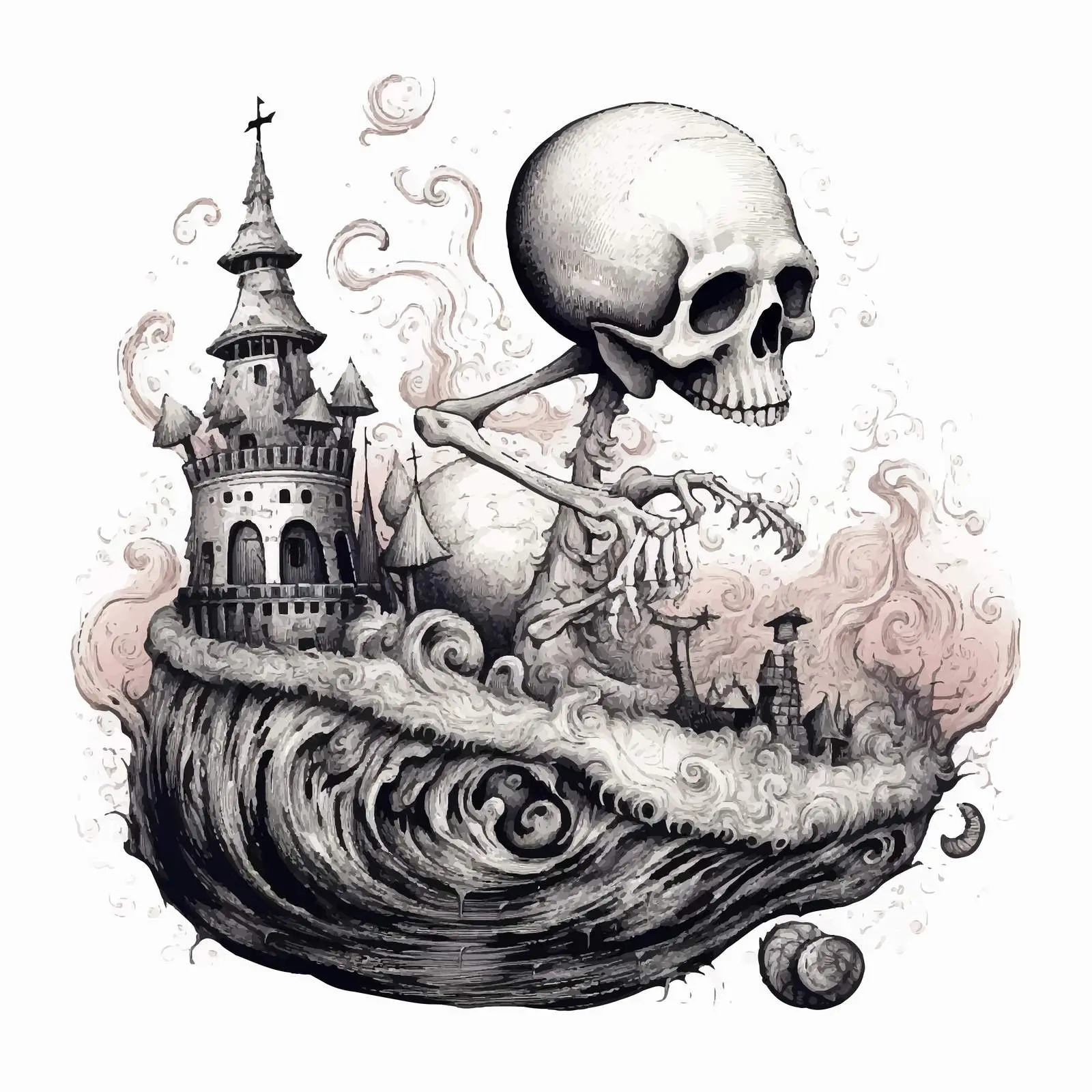 Mystical Snail Skull Contour Vector Illustration – free mystery image from Dotvec