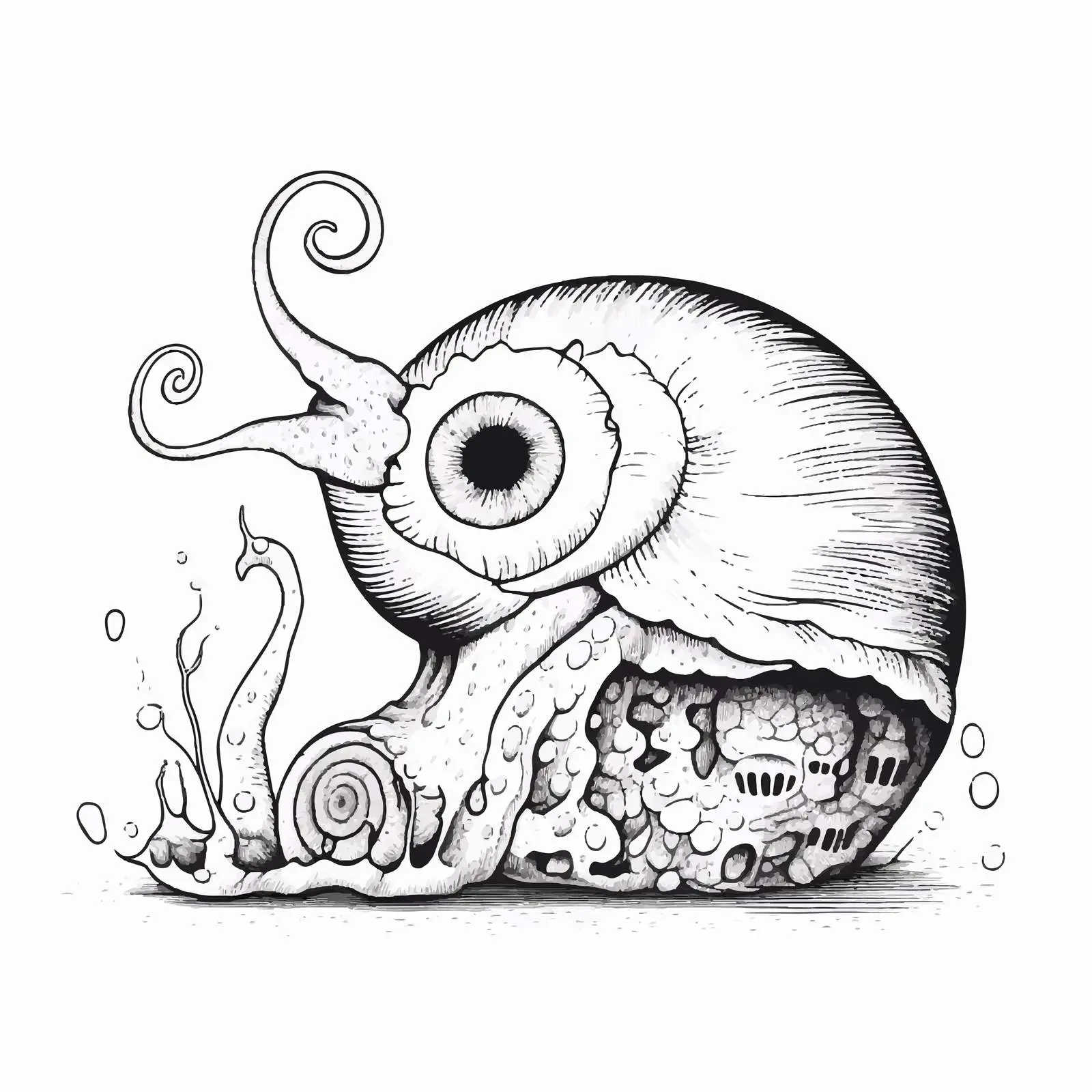 Mystical Snail Skull Contour Vector Art – free nail illustration image from Dotvec