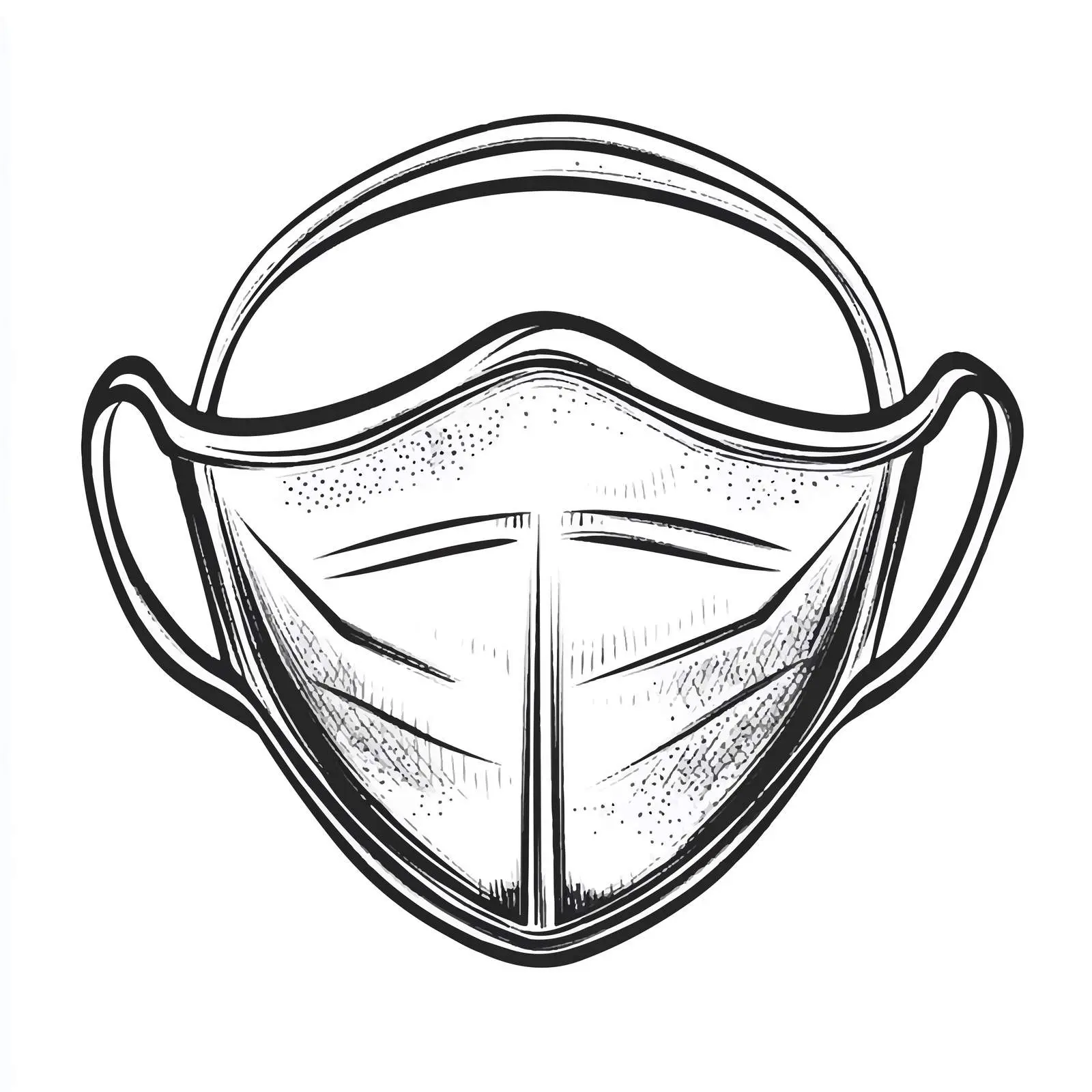 Black and White N95 Face Mask Vector Illustration – free simple outline image from Dotvec