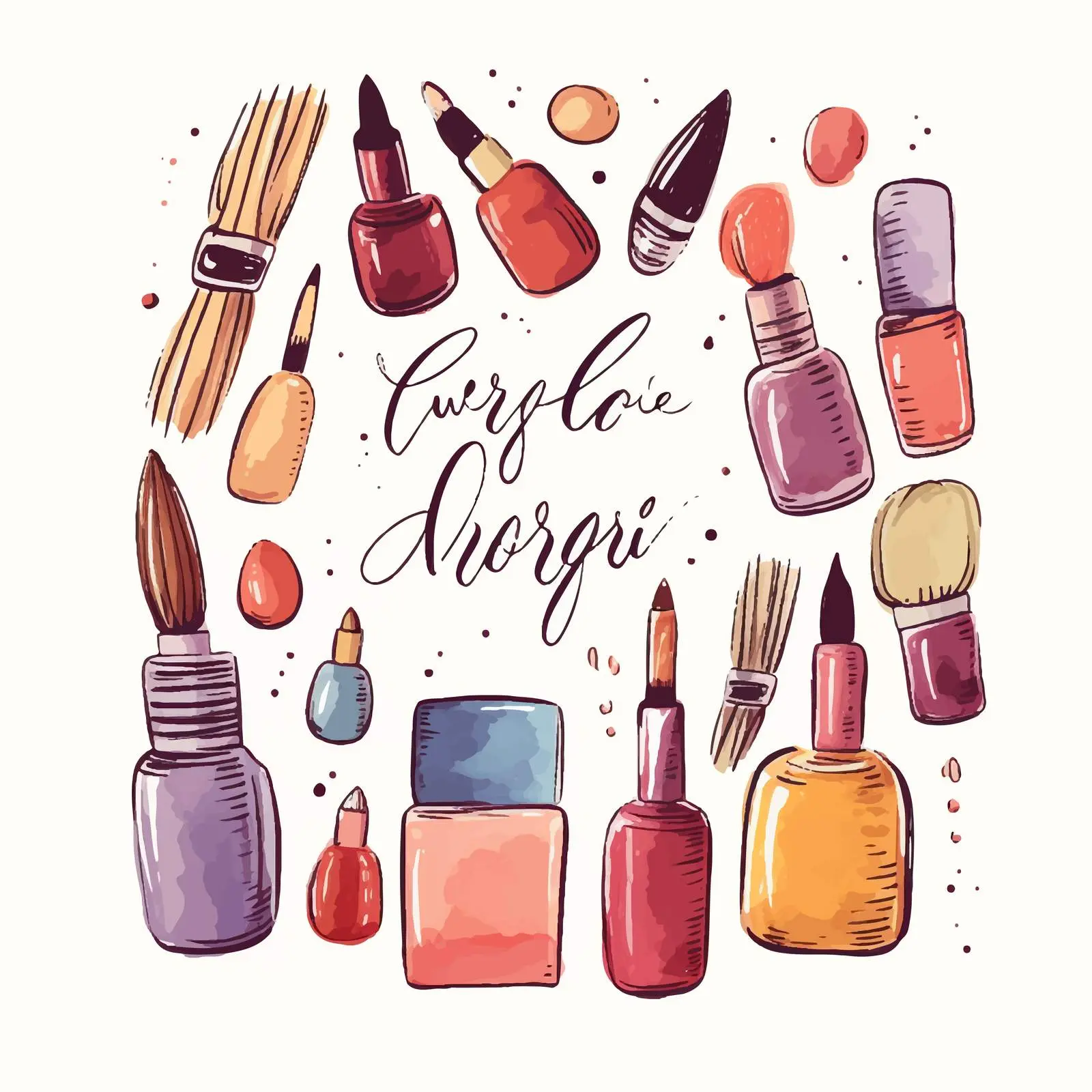 Trendy Nail Art Handwritten Quote and Polishes — free download from Dotvec