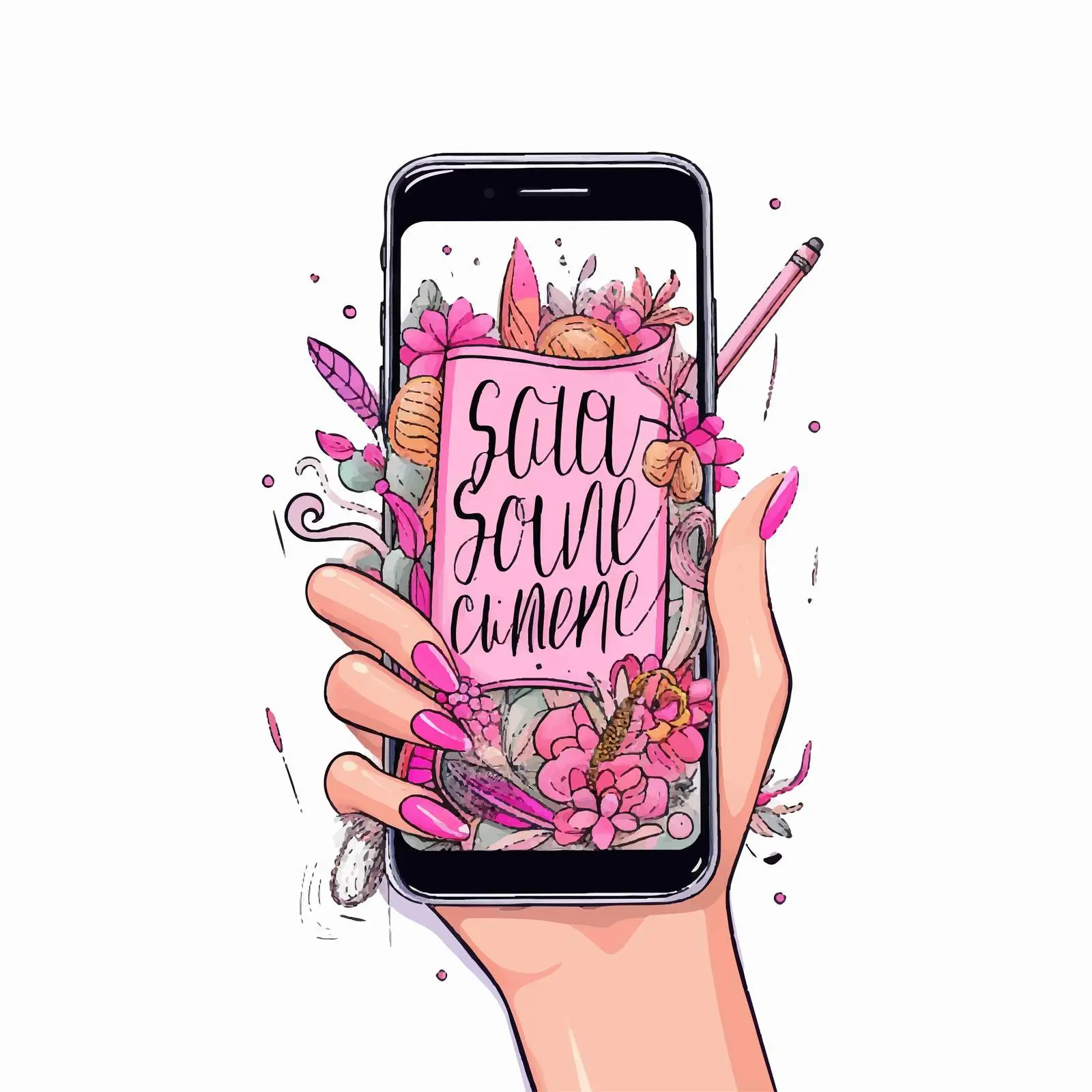 Handmade Inscription Design with Elegant Nails — free download from Dotvec