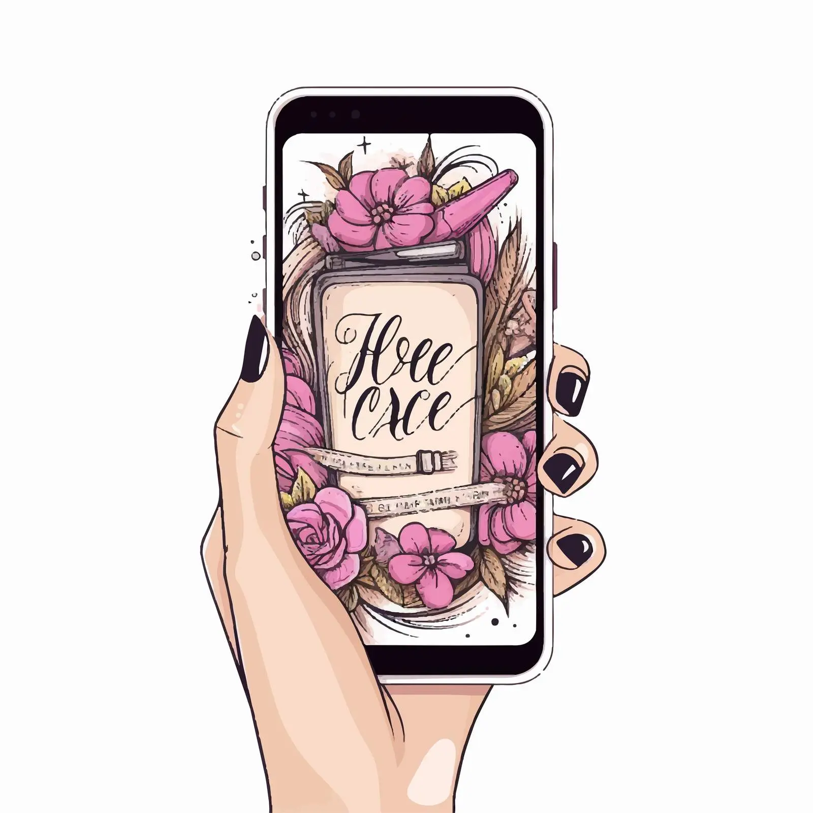 Handmade Inscription on Nails in Hands — free download from Dotvec