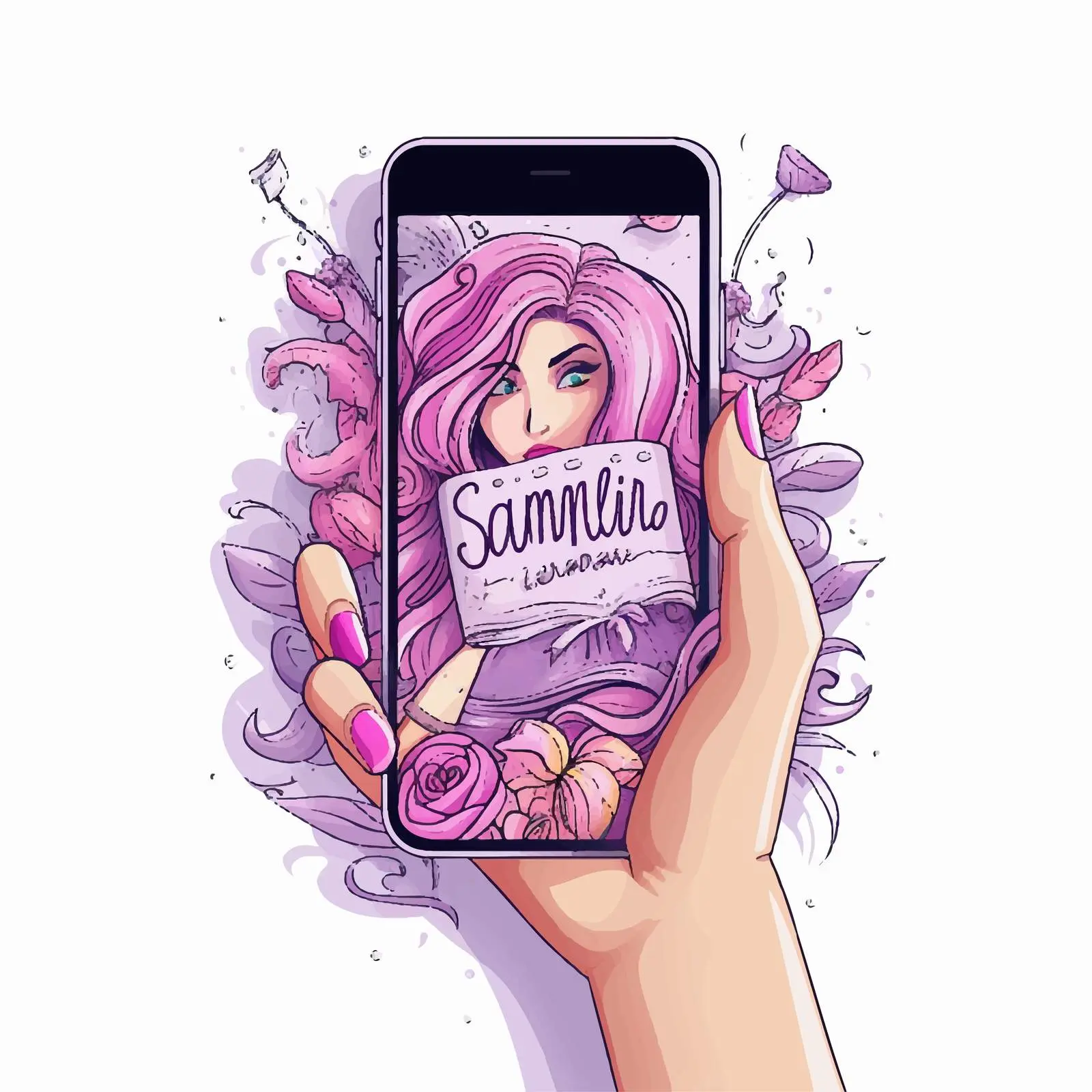 Handmade Inscription in Hands with Beautiful Nails — free download from Dotvec