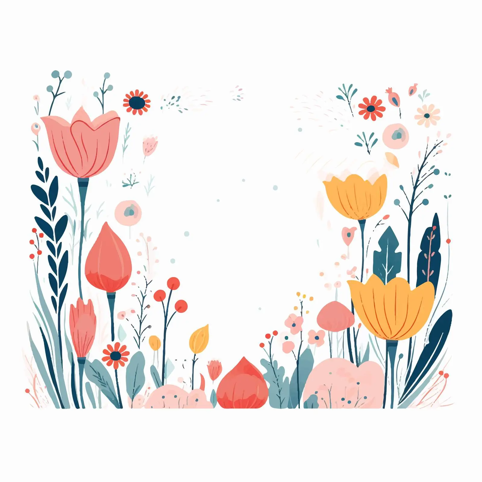 Naive Spring Flower Border Abstract Design – free naive image from Dotvec