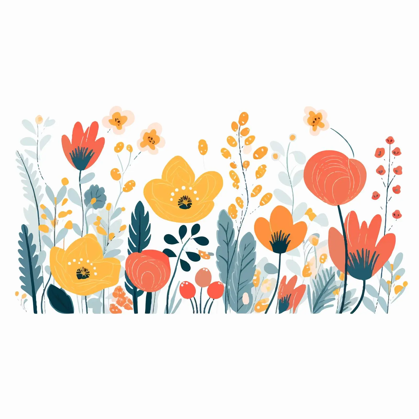 Naive Spring Flower Border Floral Design – free naive image from Dotvec