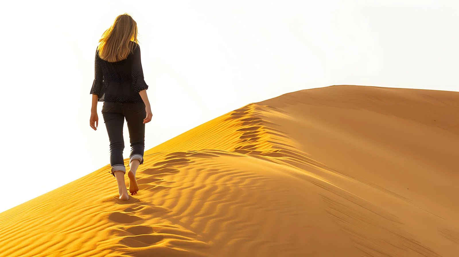 Desert Woman Walking Barefoot in Namibia — free download from Dotvec