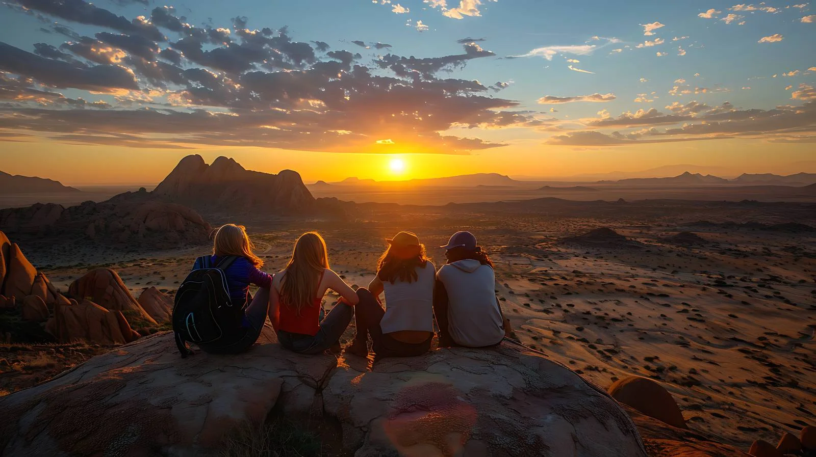 Spectators on Stone Enjoy Namibia's View — free download from Dotvec