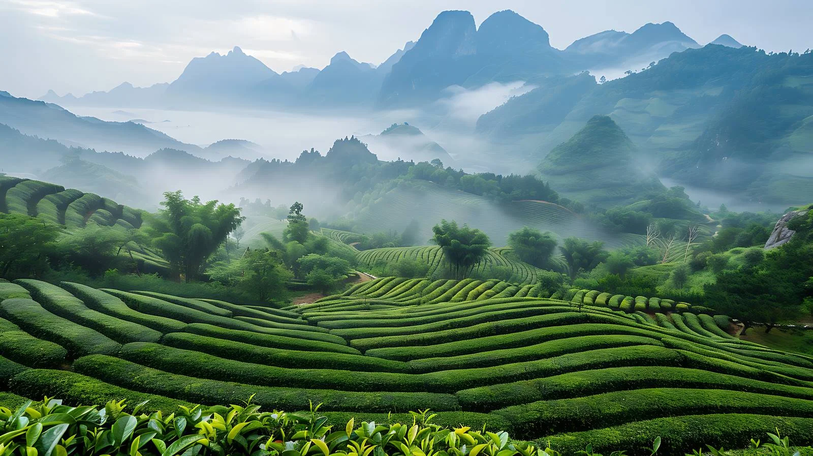 Tranquil Nanshan Tea Garden in Zhaoping — free download from Dotvec