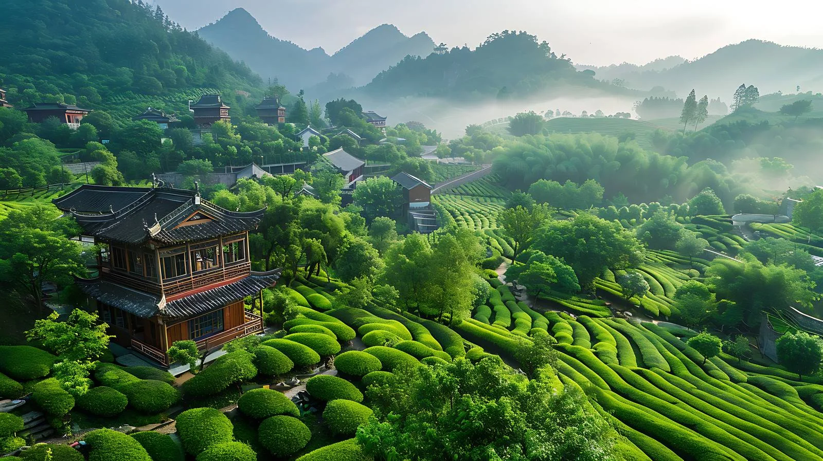 Tranquil Nanshan Tea Garden Zhaoping View — free download from Dotvec
