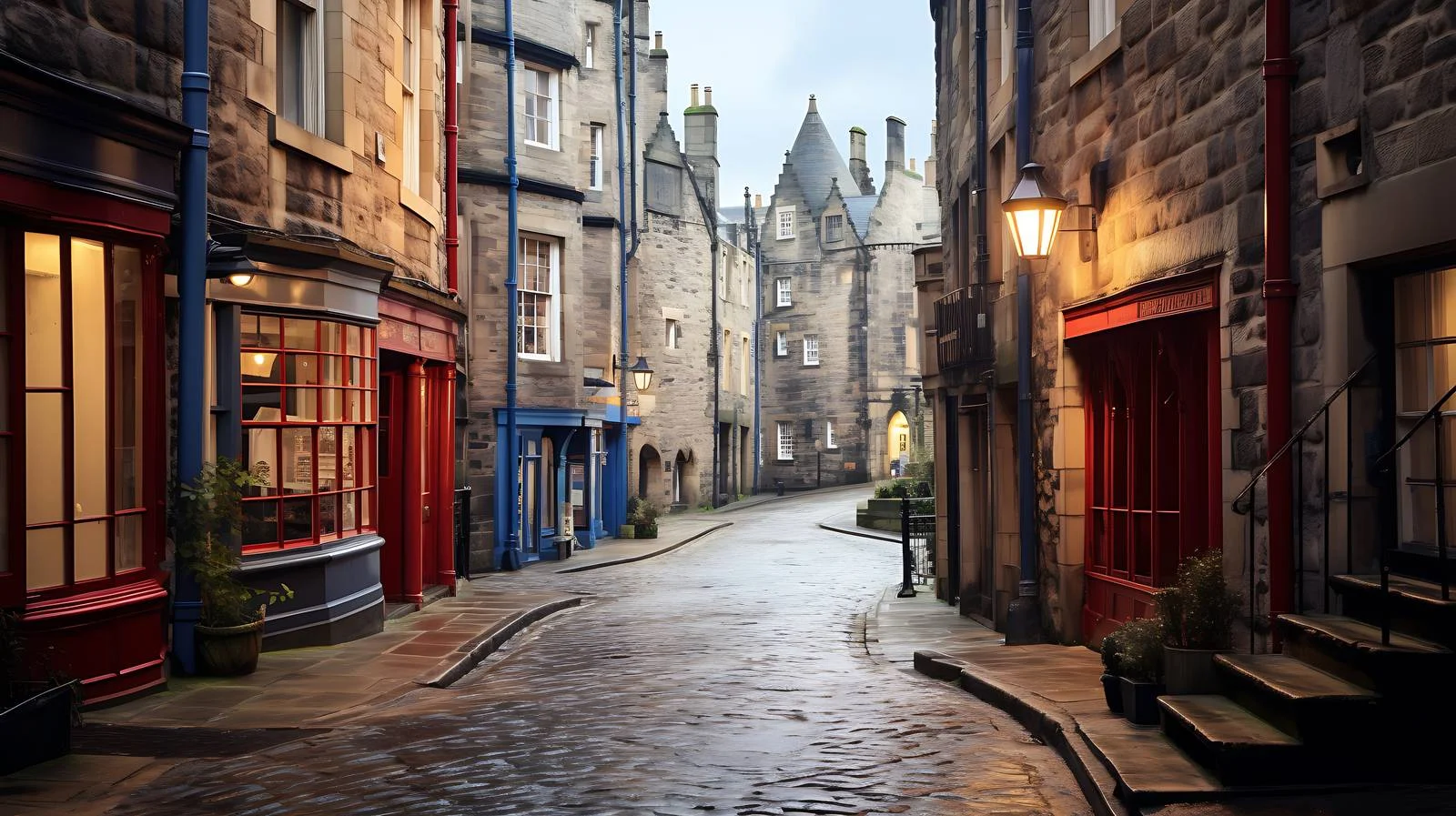 Charming Narrow Alleys of Edinburgh's Historic District — free download from Dotvec