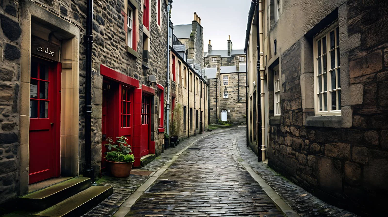 Charming Old Town Alleys in Edinburgh — free download from Dotvec
