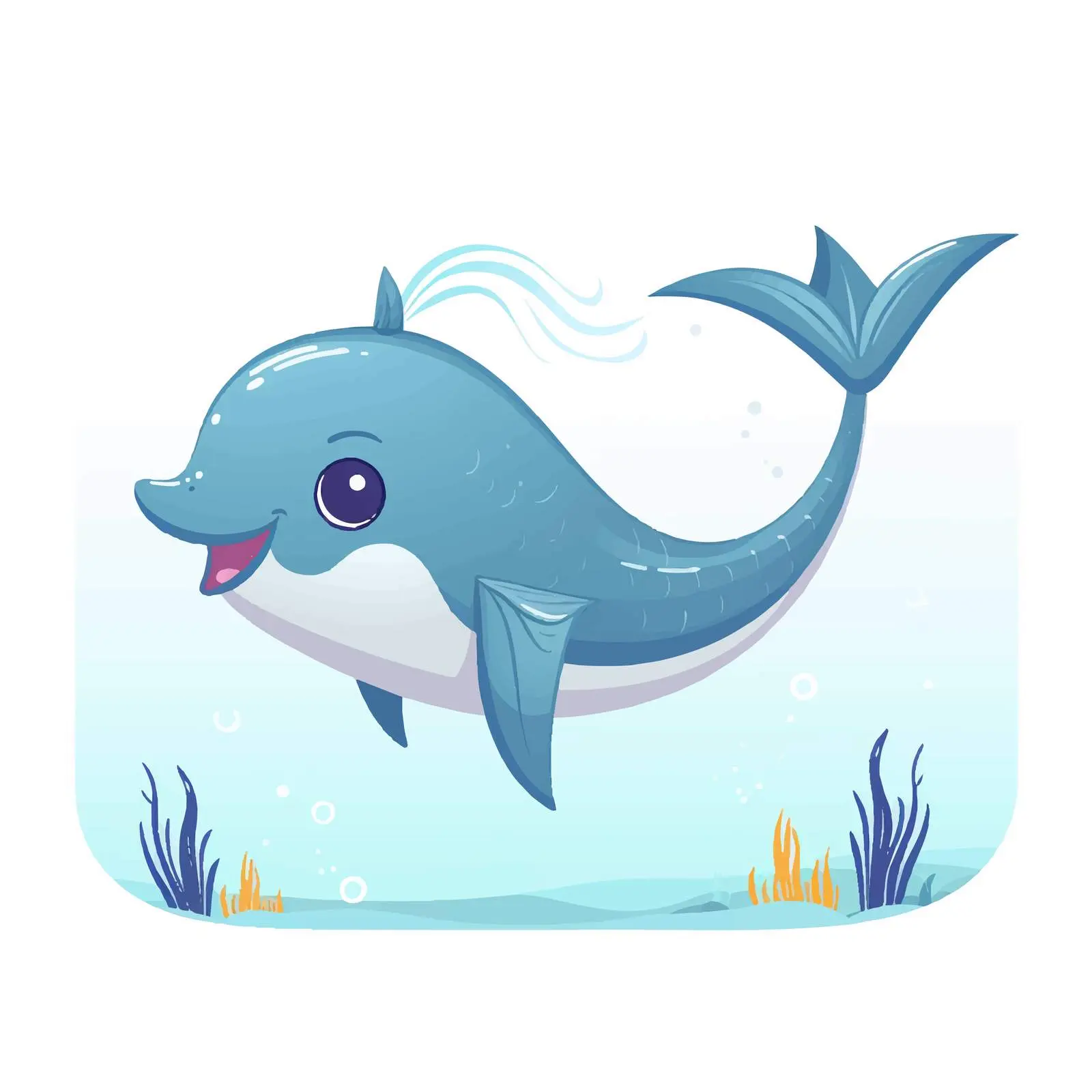 Cute Narwhal Swimming in Ocean Vectors — free download from Dotvec
