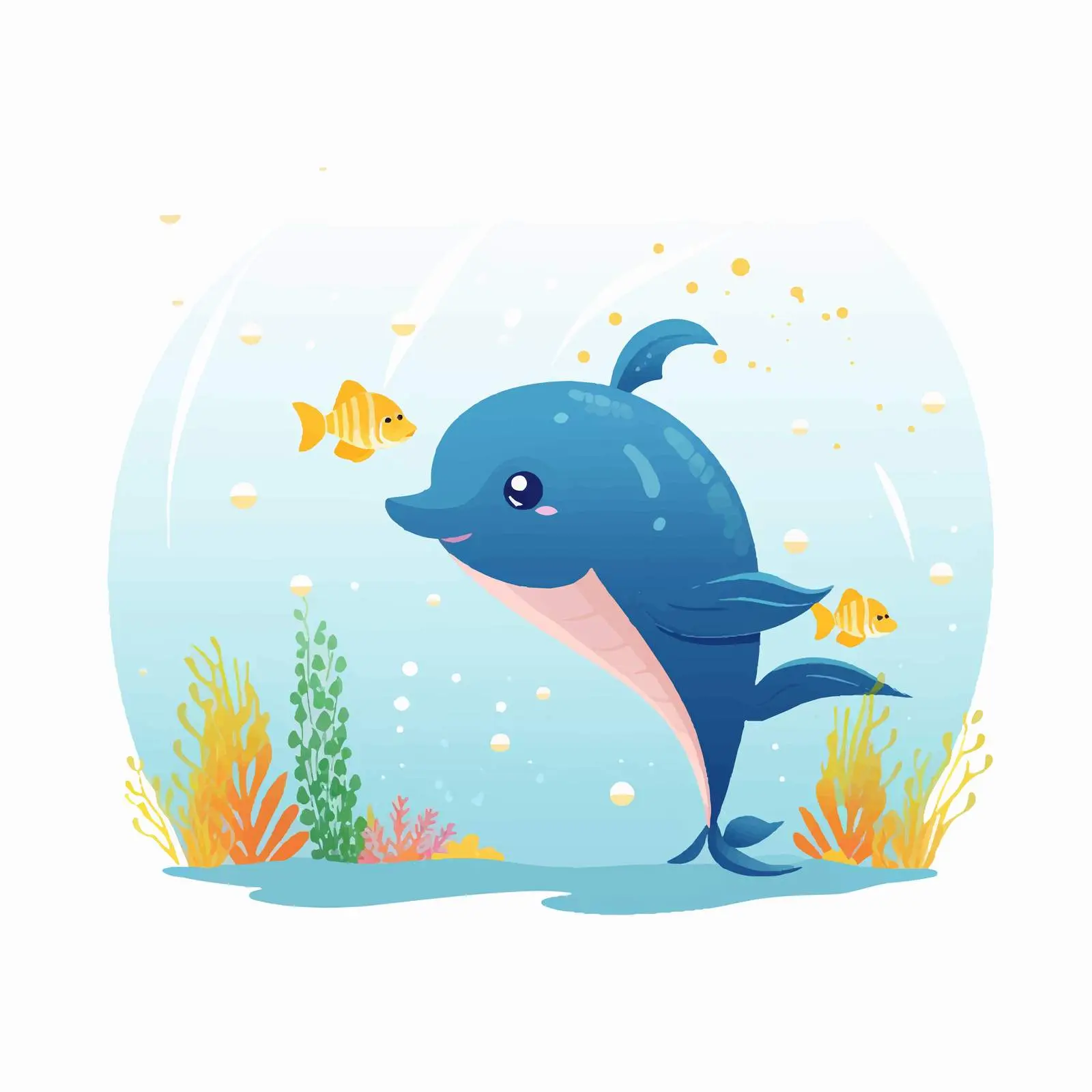 Cute Narwhal Swimming in Ocean Water — free download from Dotvec