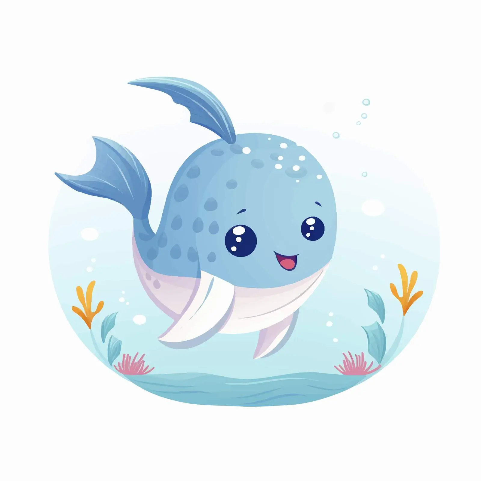 Cute Narwhal Unicorn Fish Swimming in Ocean — free download from Dotvec