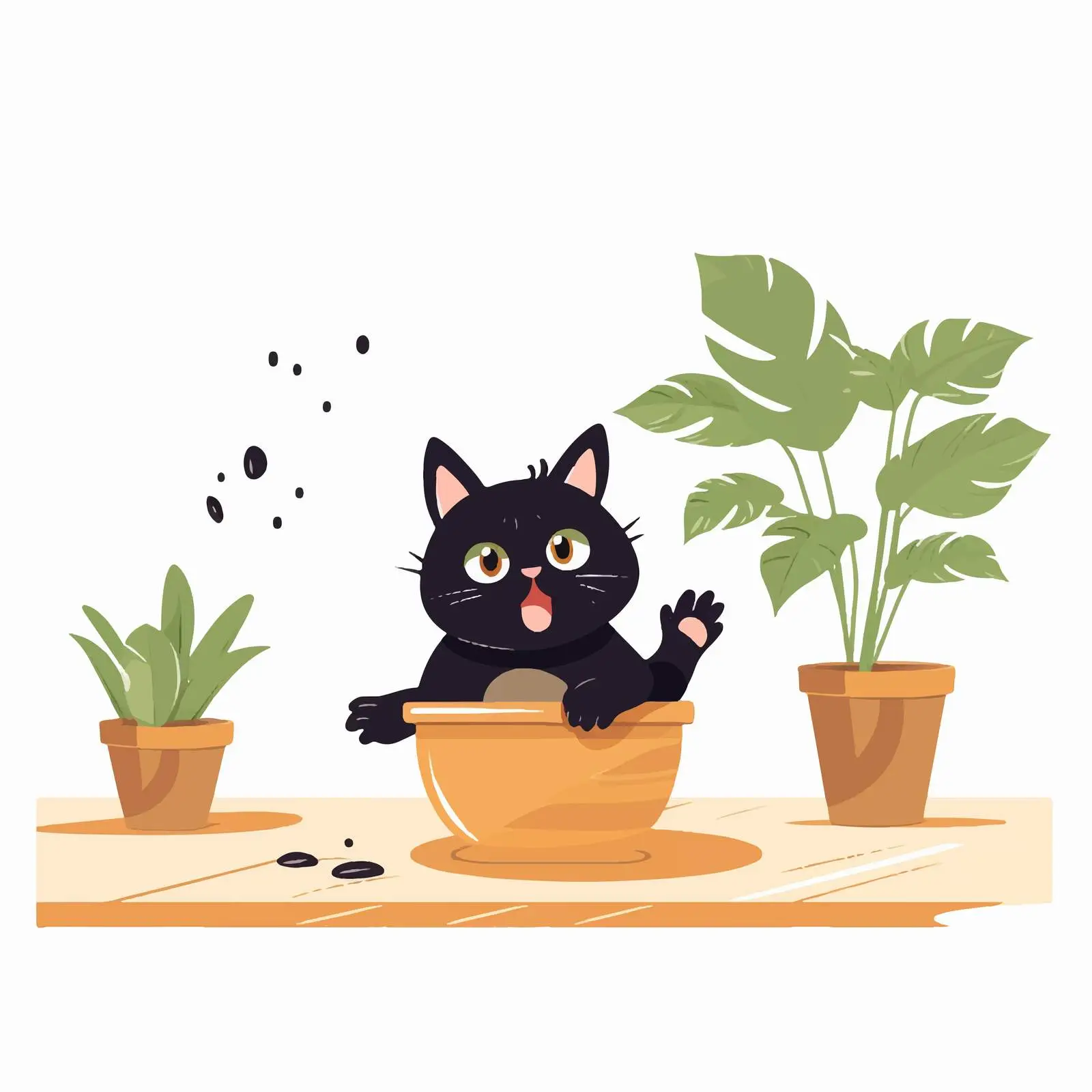 Naughty Cat Knocking Over Potted Plant — free download from Dotvec