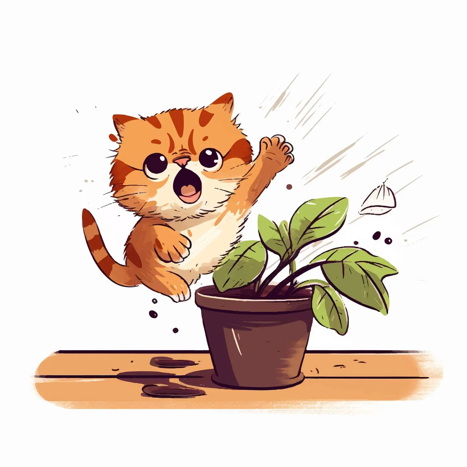 Naughty Cat Knocking Over Potted Plant — free download from Dotvec