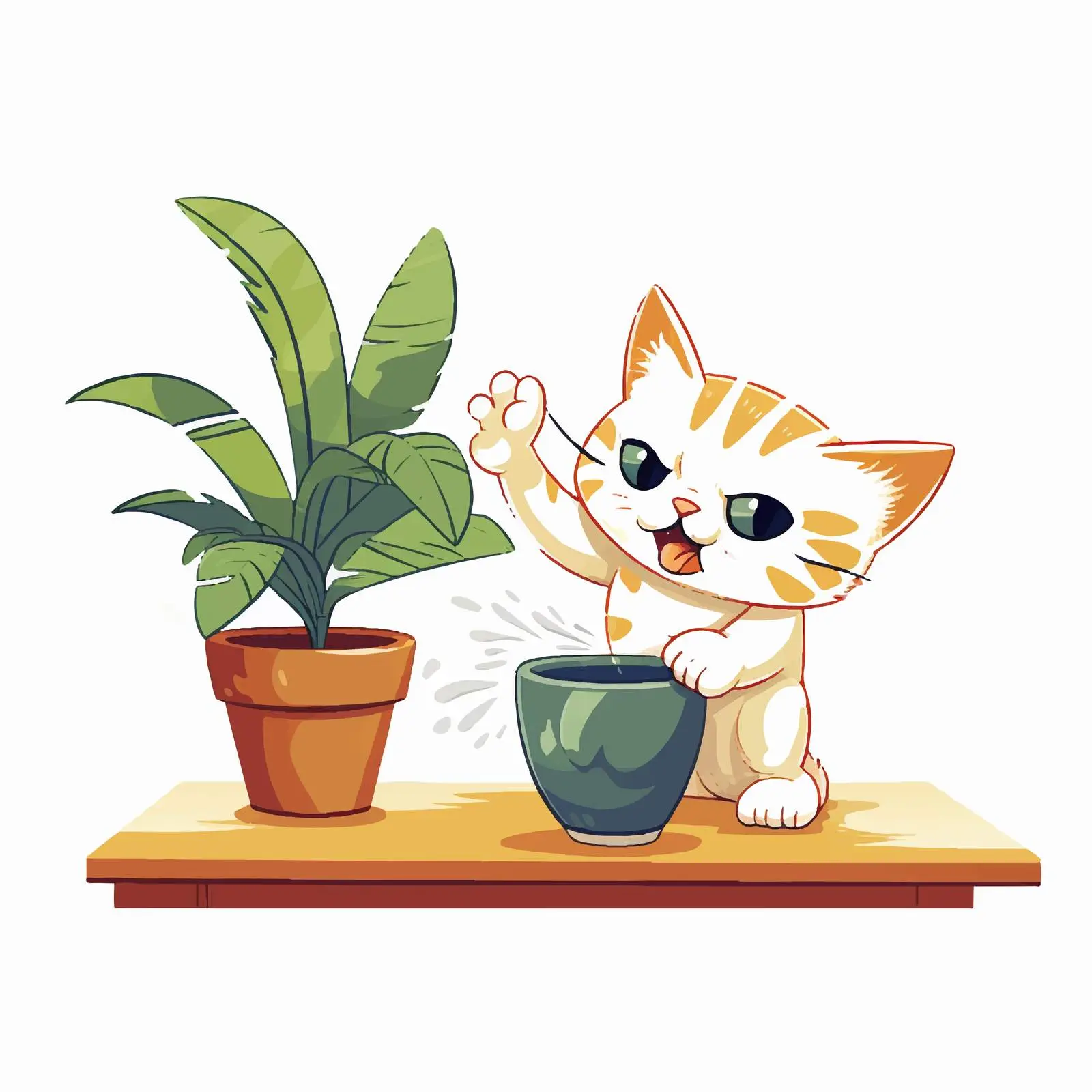 Naughty Cat Knocking Over a Potted Plant — free download from Dotvec