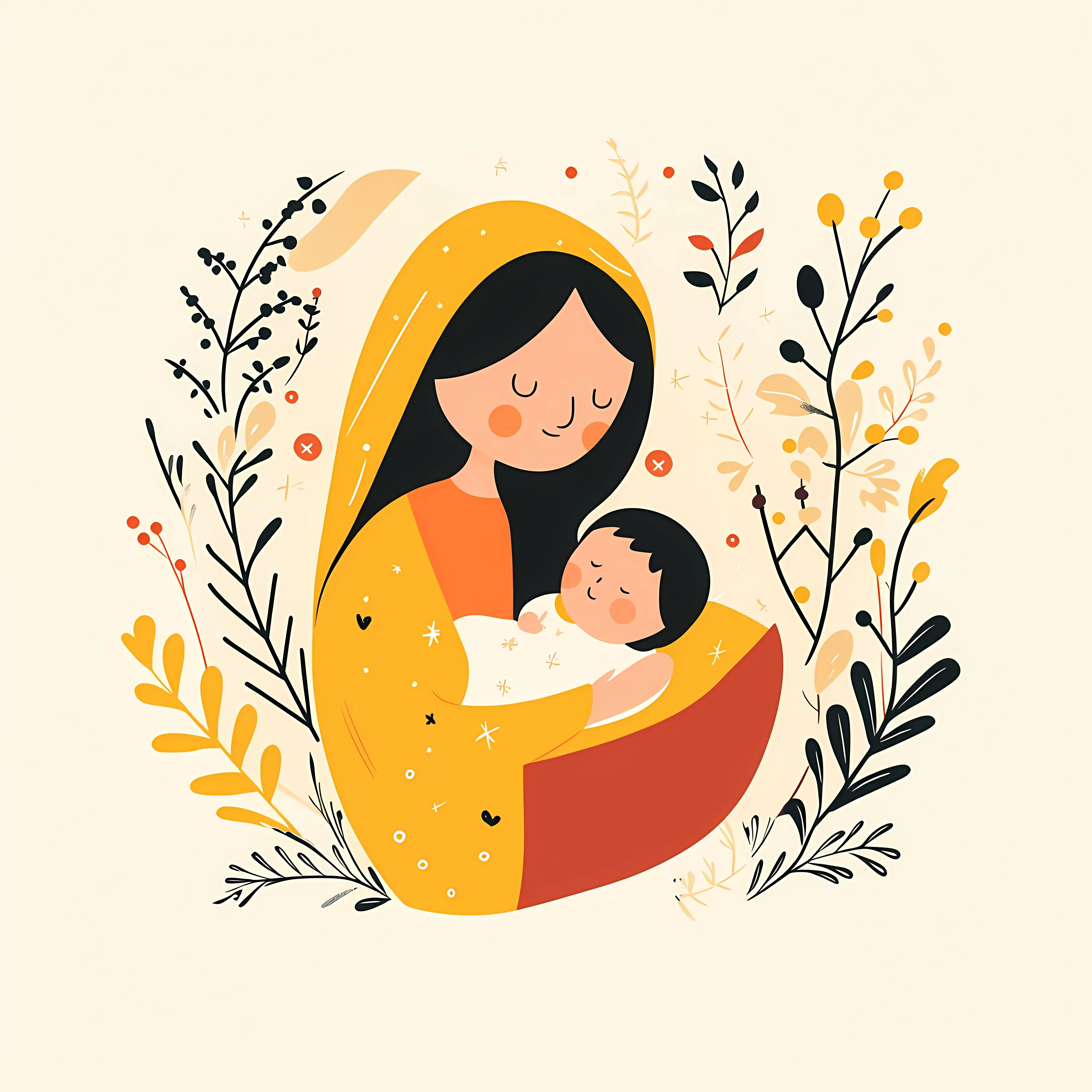Cute Nativity Scene with Mary and Baby Jesus — free download from Dotvec