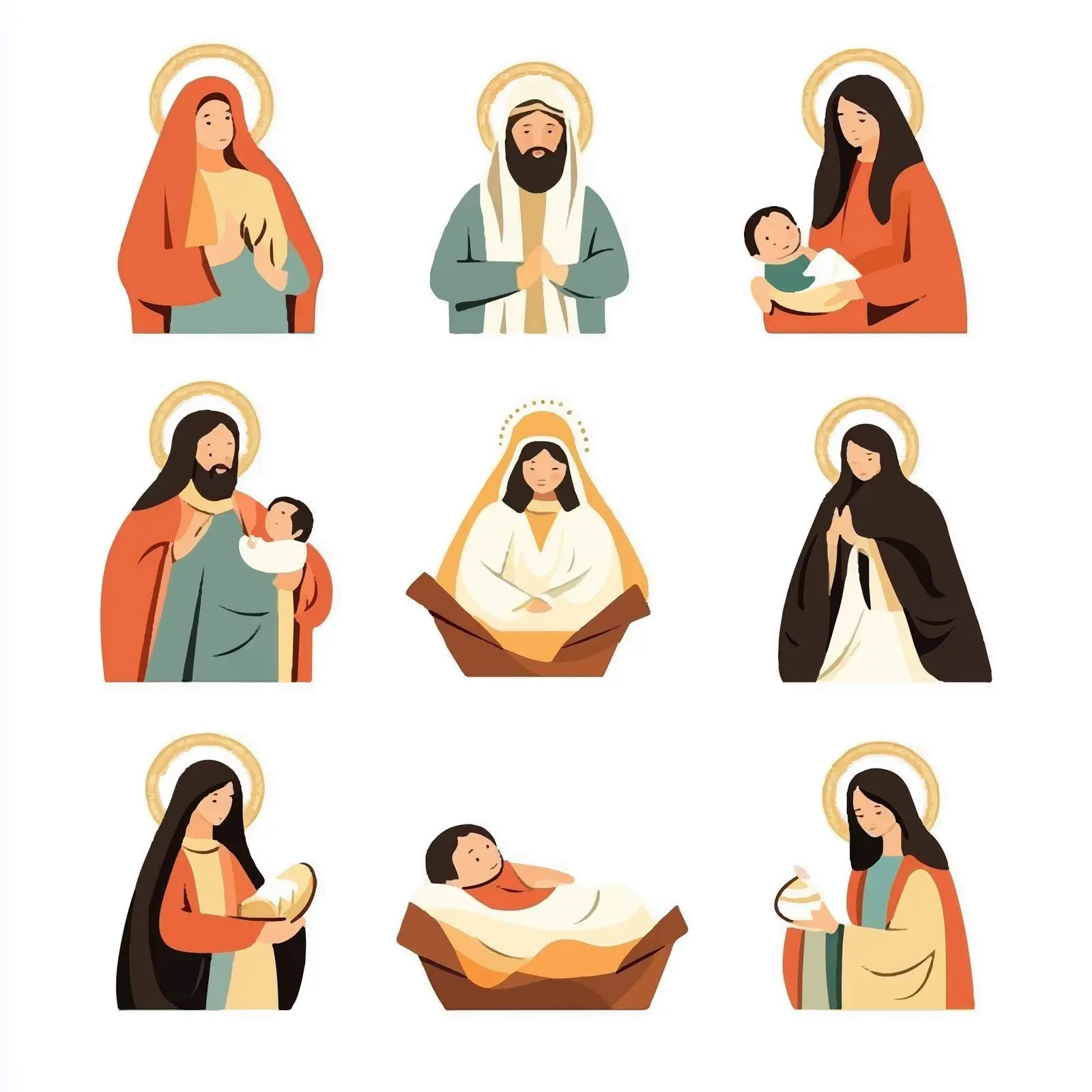 Nativity Icons with Manger Scene and Three Wise Men — free download from Dotvec