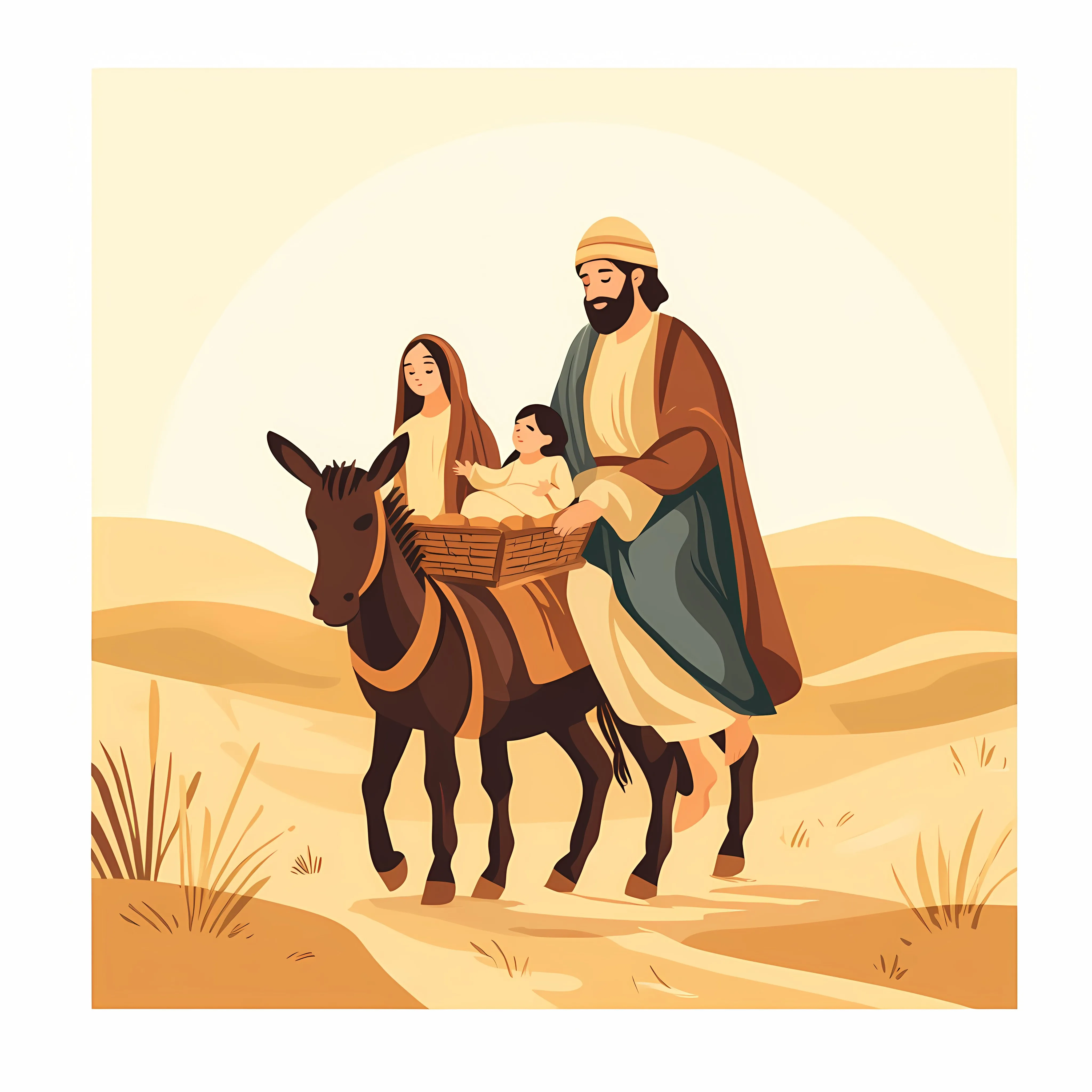 Joseph and Mary Traveling on Donkey — free download from Dotvec