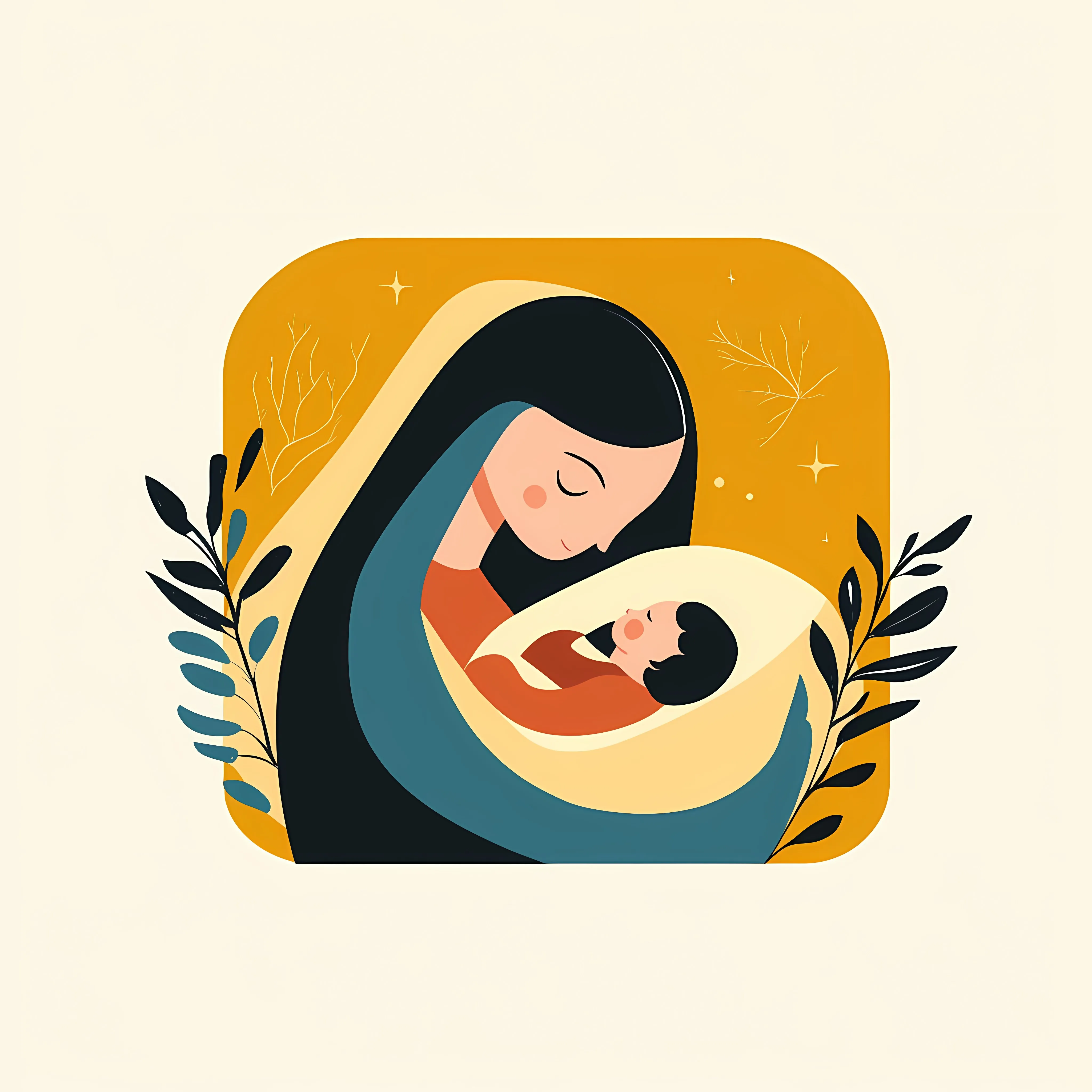 Holy Mary and Baby Jesus in Nativity Manger — free download from Dotvec