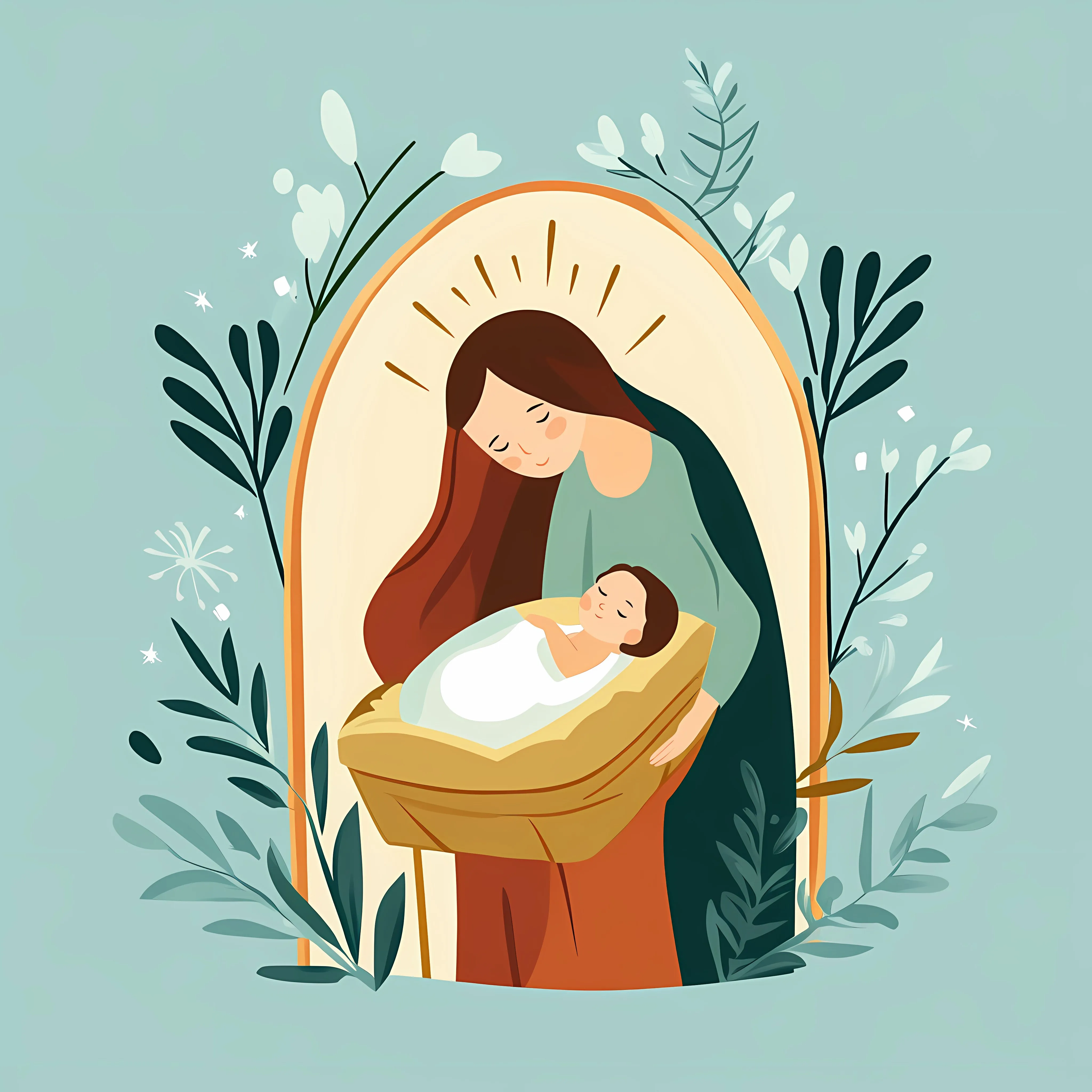 Holy Mary and Baby Jesus Manger Scene — free download from Dotvec