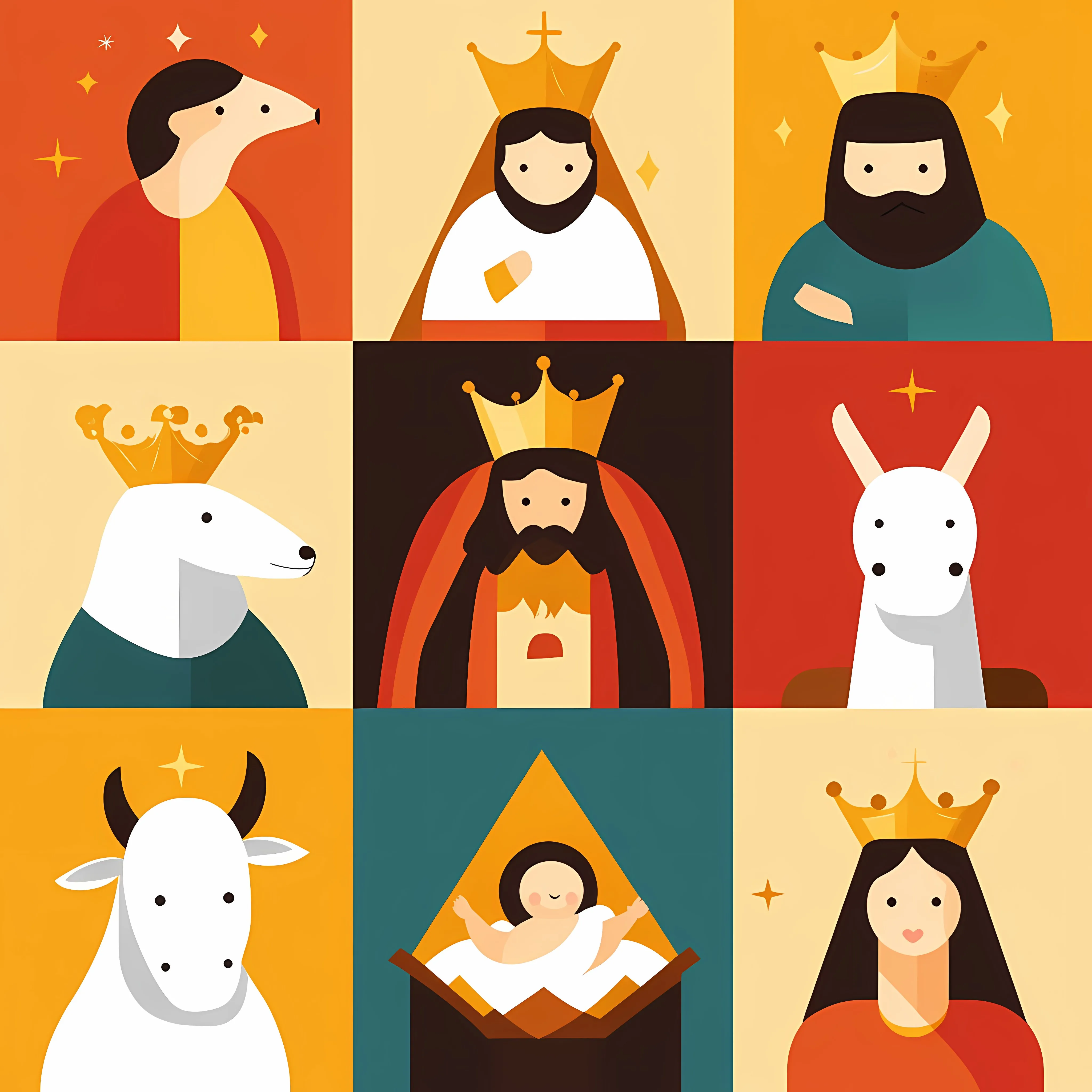 Nativity Manger Icons - Kings, Mary, Joseph, Baby — free download from Dotvec