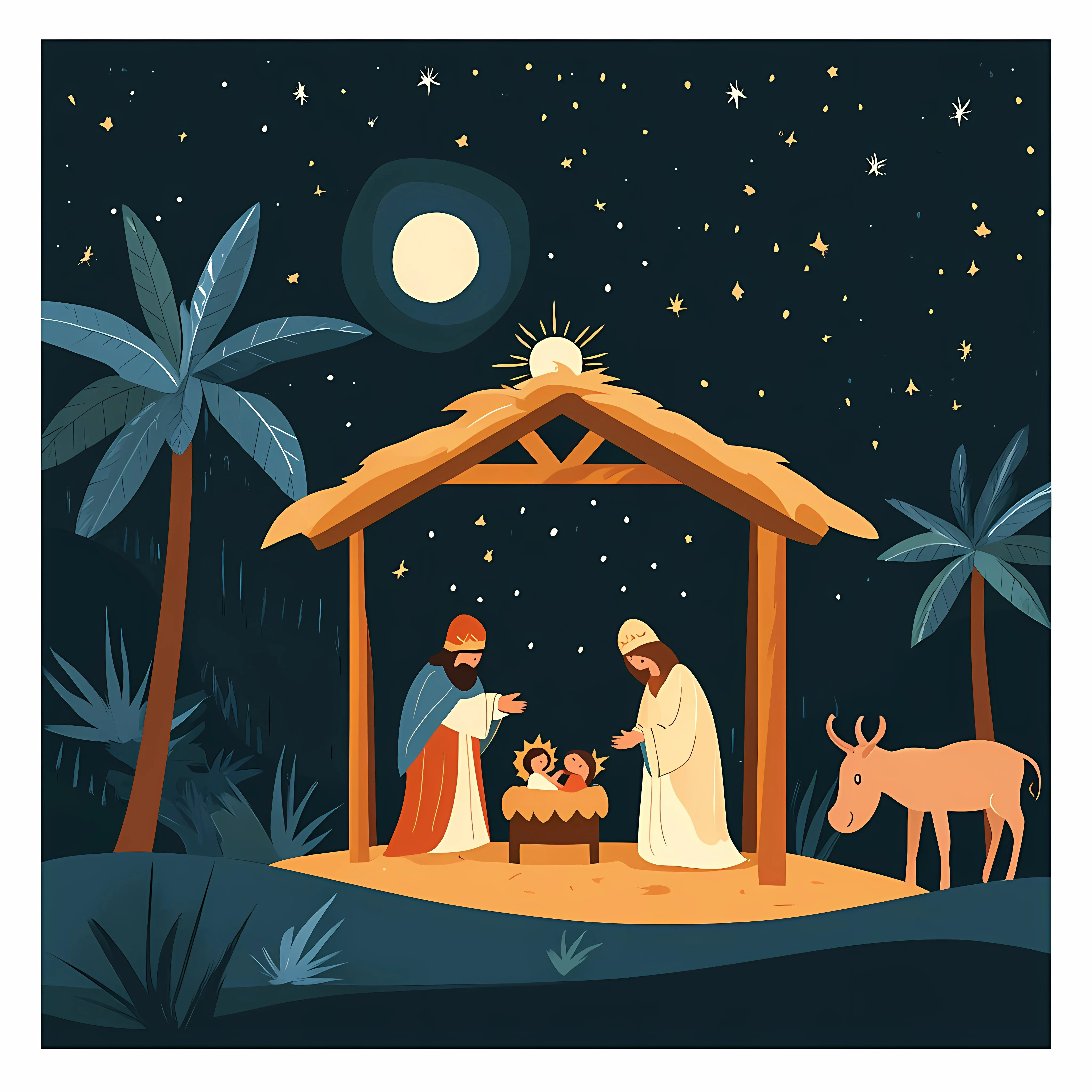 Nativity Manger Scene with Holy Family and Kings — free download from Dotvec
