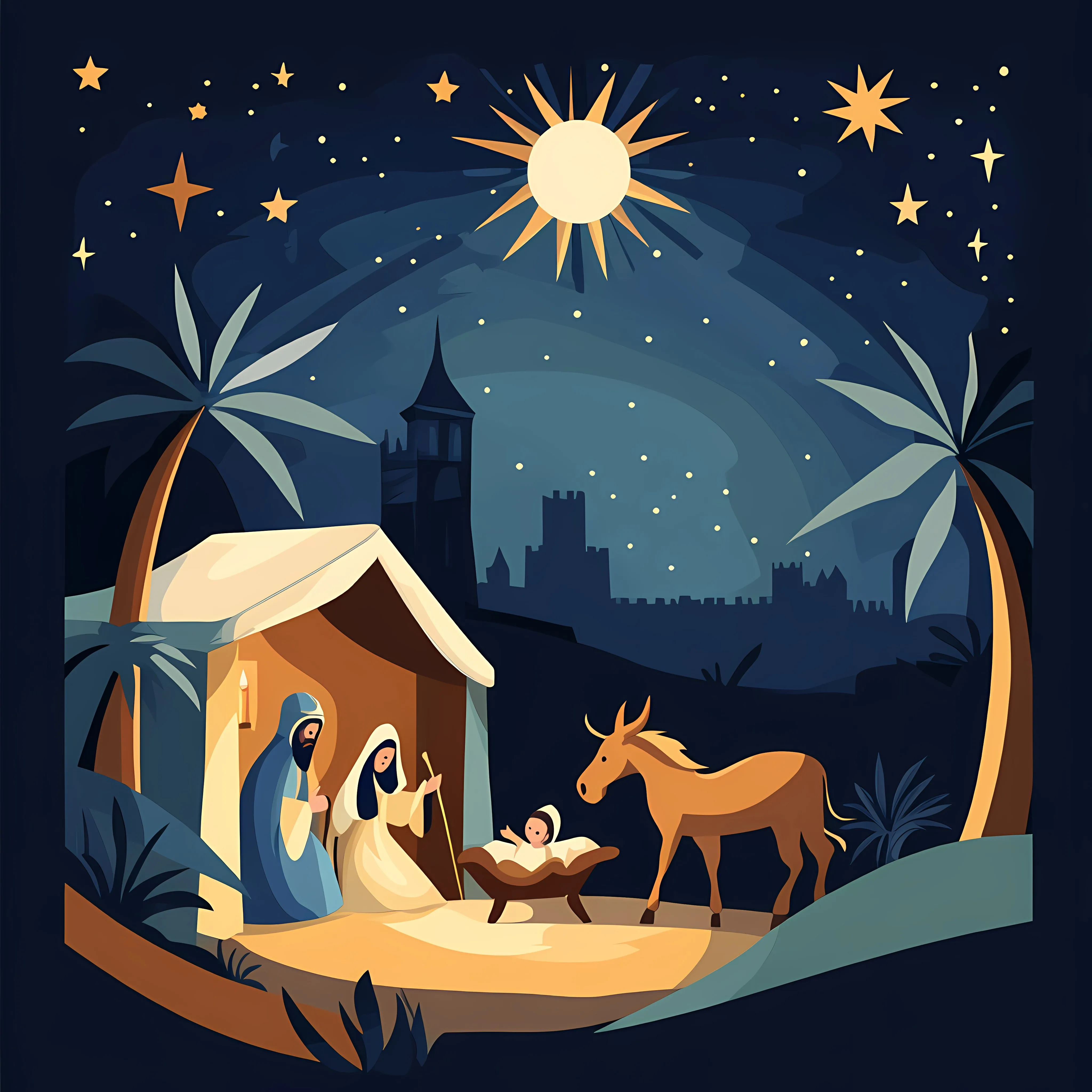 Nativity Manger Scene with Holy Family and Kings – free bethlehem image from Dotvec