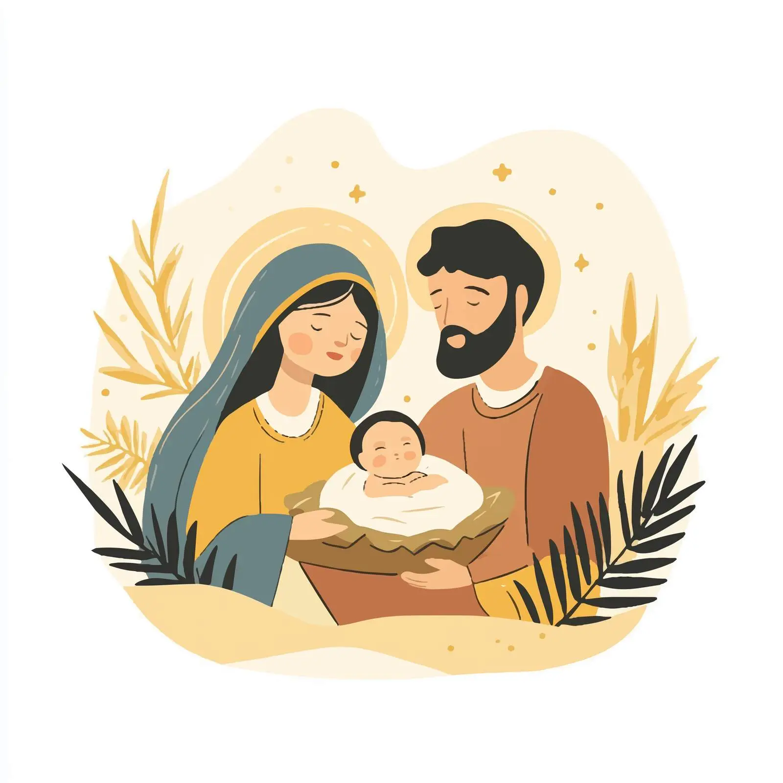 Mary, Joseph, and Baby Jesus Nativity Card — free download from Dotvec