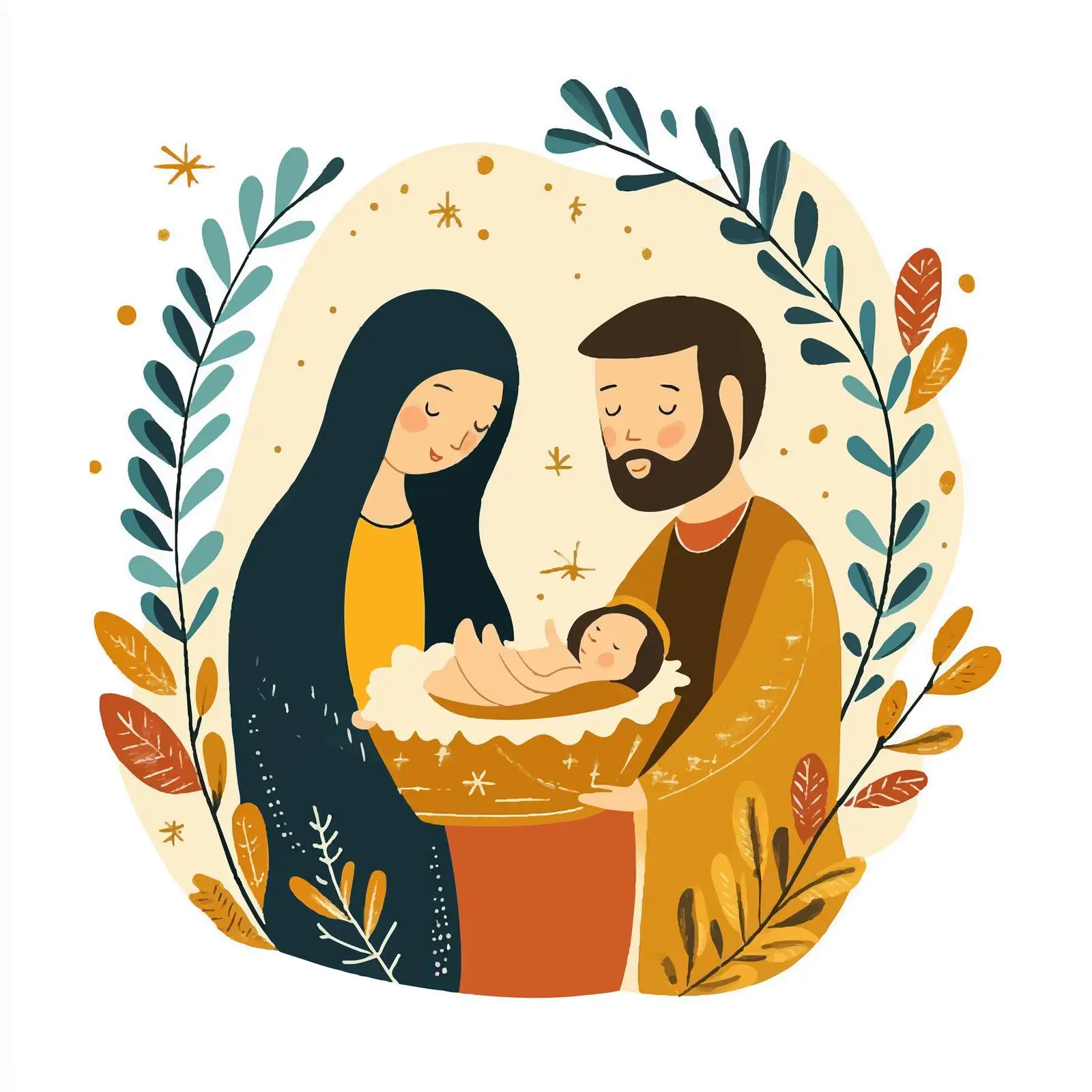 Nativity Scene with Mary and Joseph Greeting Card — free download from Dotvec