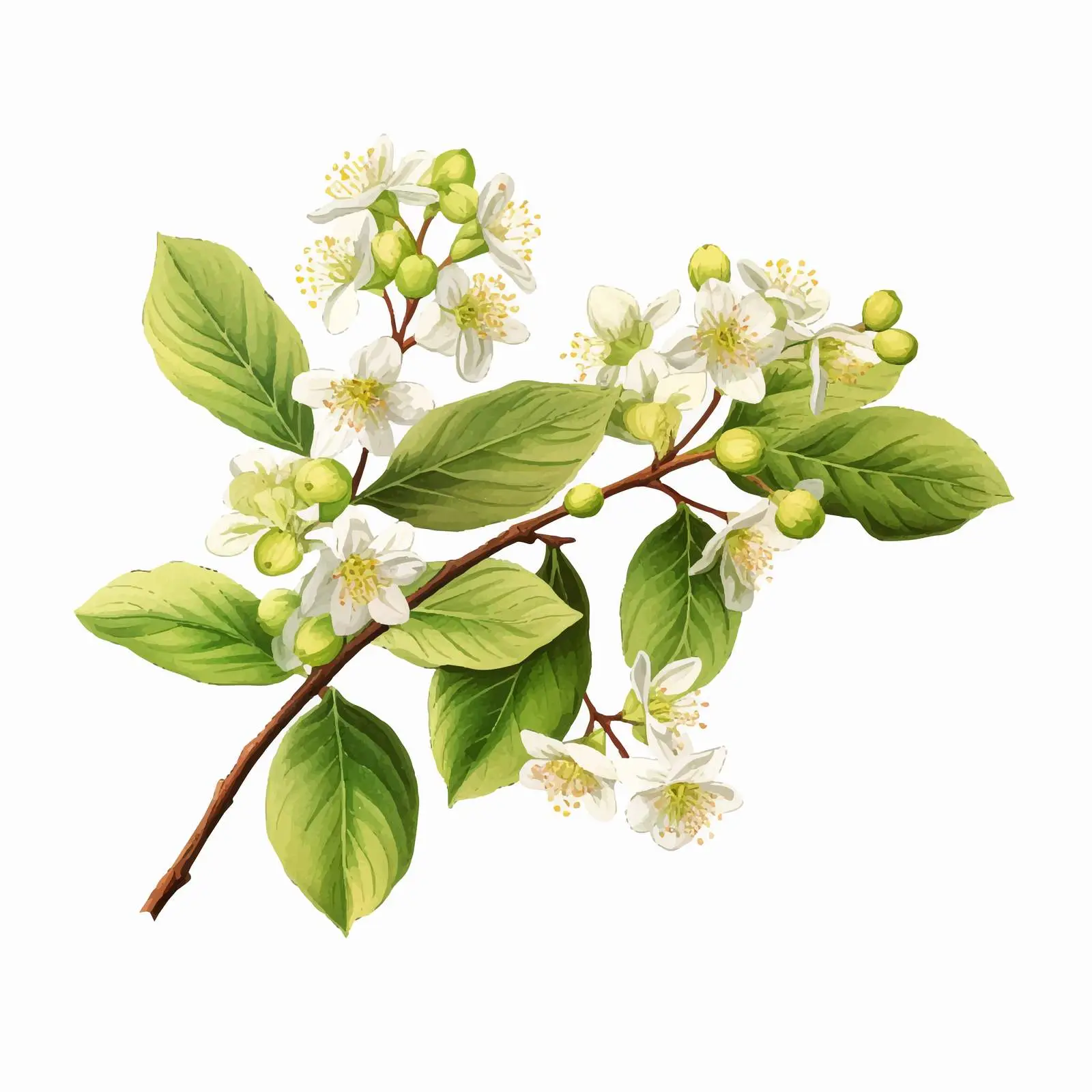 Linden Sprig Vector Drawing with Leaves — free download from Dotvec