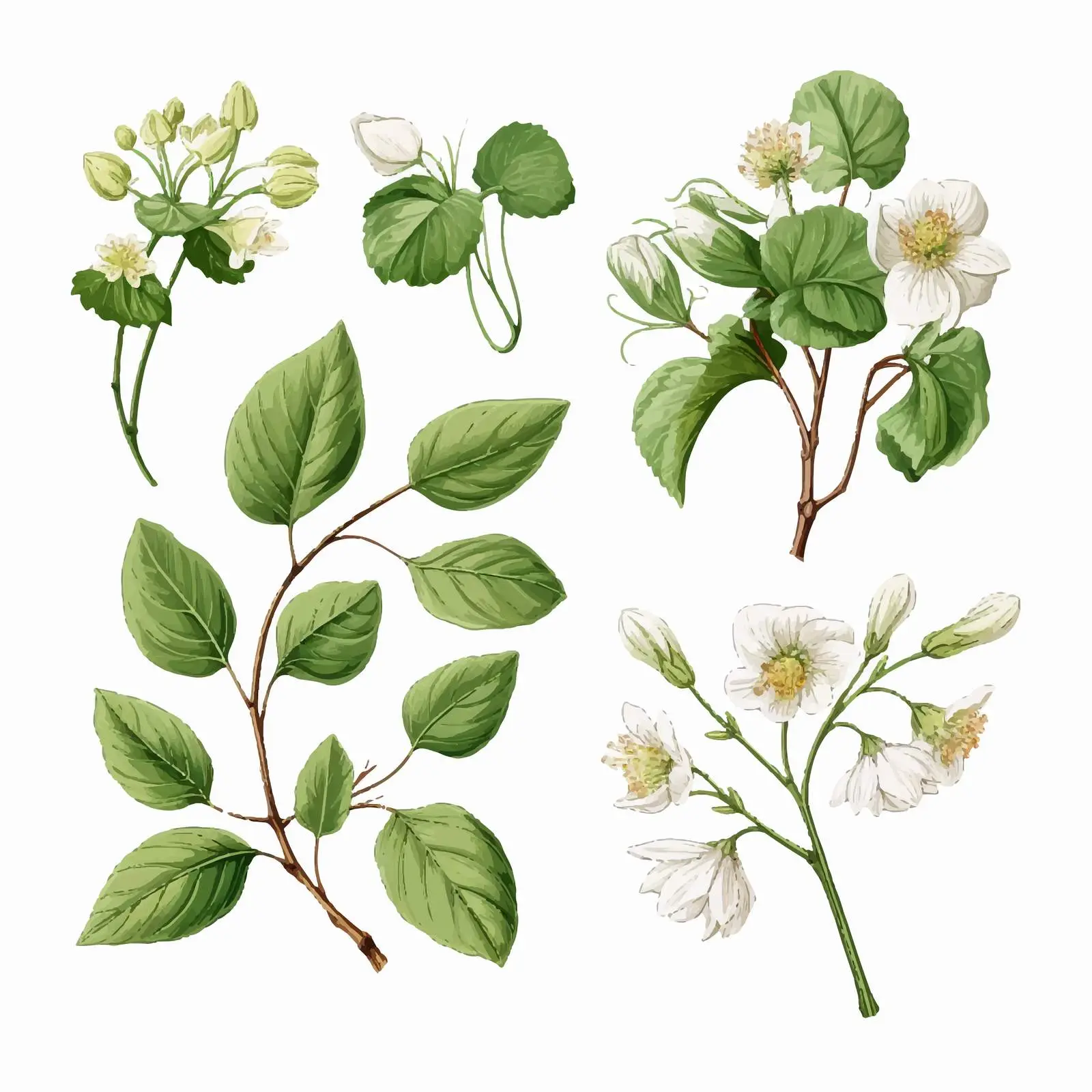 Detailed Linden Sprig Vector Drawing — free download from Dotvec