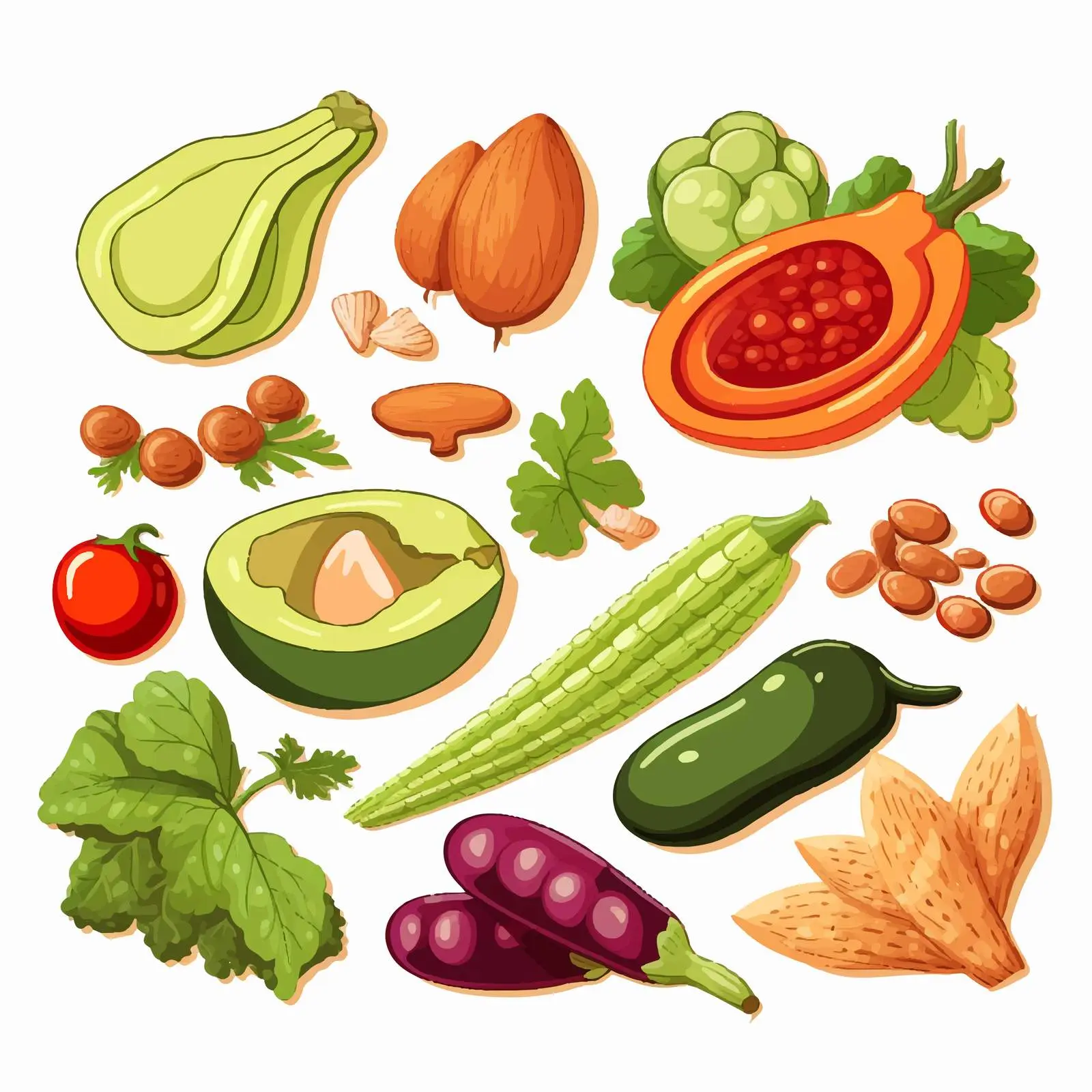 Cartoon Vector of Natural Food Products – free artistic food image from Dotvec